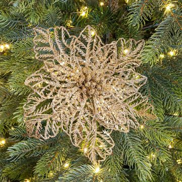 Decoris season decorations Christbaumschmuck, Weihnachtsstern auf Clip 23,5cm Kunststoff Christbaumschmuck gold