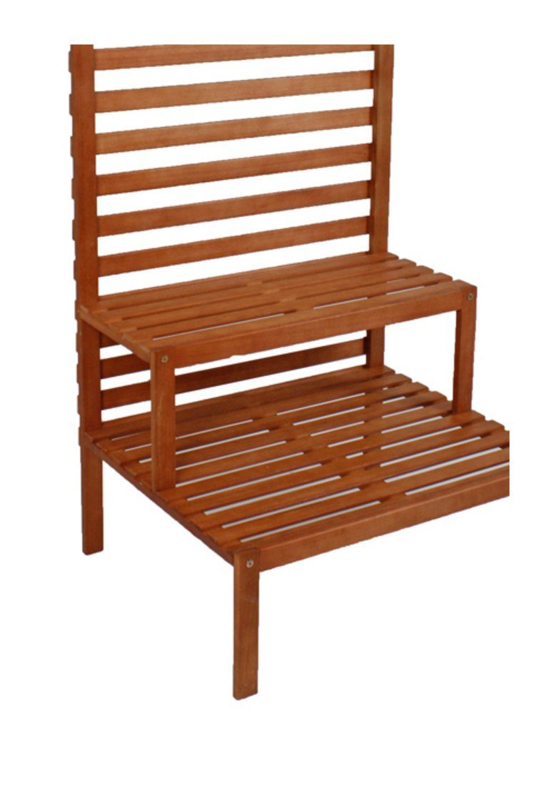 Jardinion Sichtschutzstreifen Sichtschutz mit Pflanzentreppe aus Eukalyptus, (66 x 80 x 180 cm, braun, 1-St), Blumentreppe für Terrasse, Balkon und Garten, Balkonverkleidung