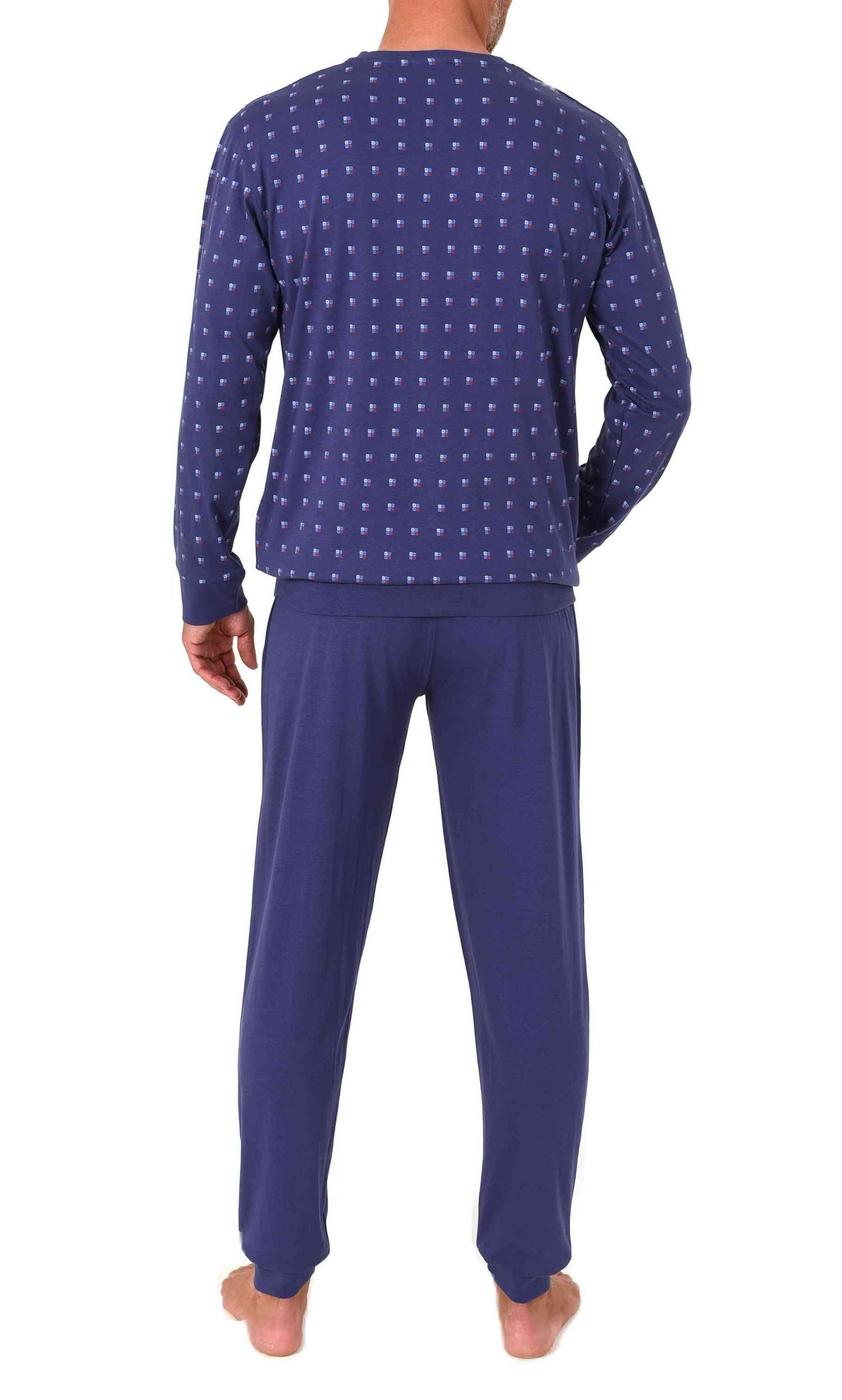 Normann Pyjama Normann Herren Schlafanzug langarm mit Bündchen in edler Optik – Bild 3 von 4
