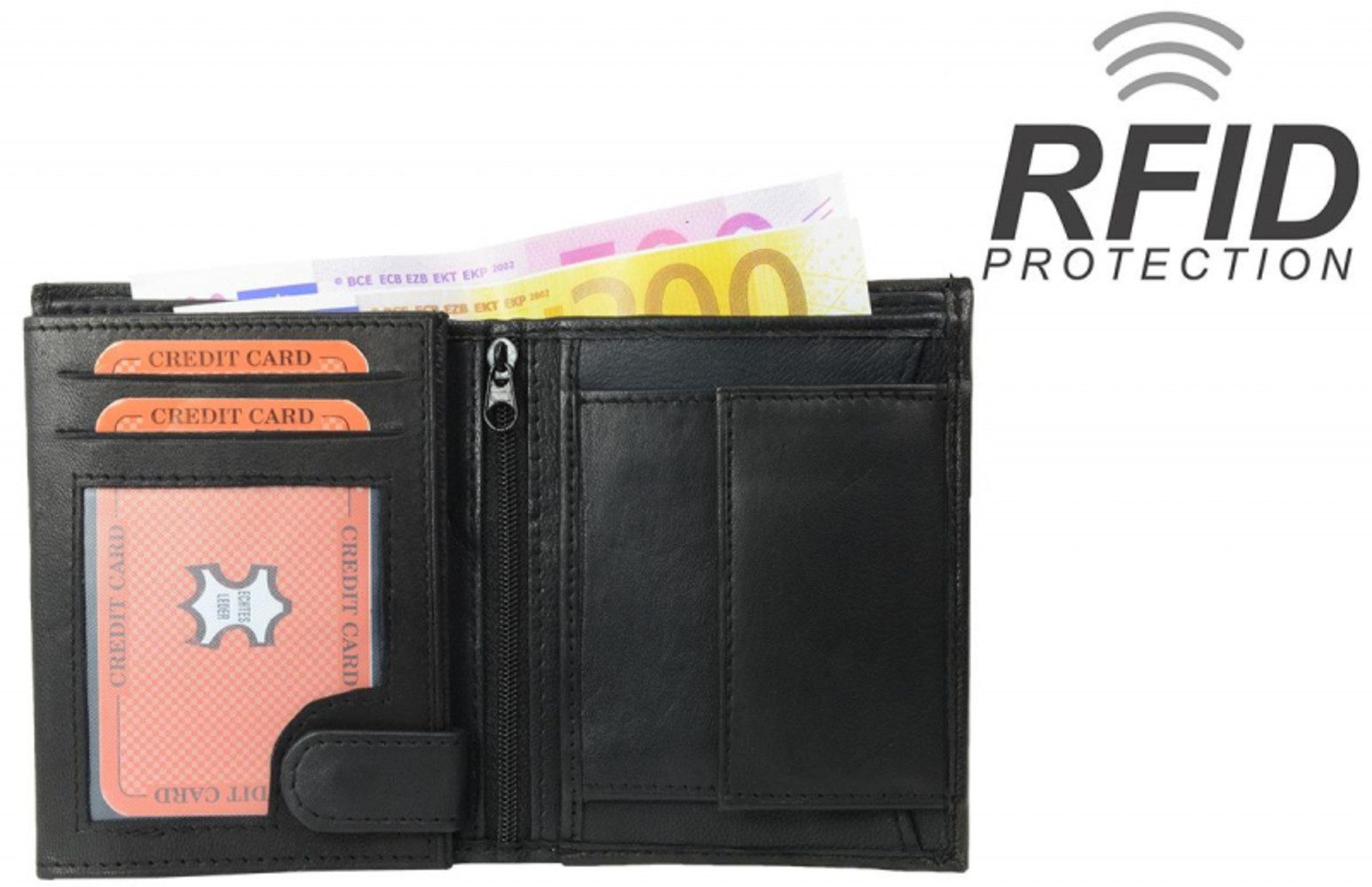 Geldbörse RFID Protect - Geldbörse Nappa-Leder Kombibörse schwarz (1-tlg) günstig online kaufen