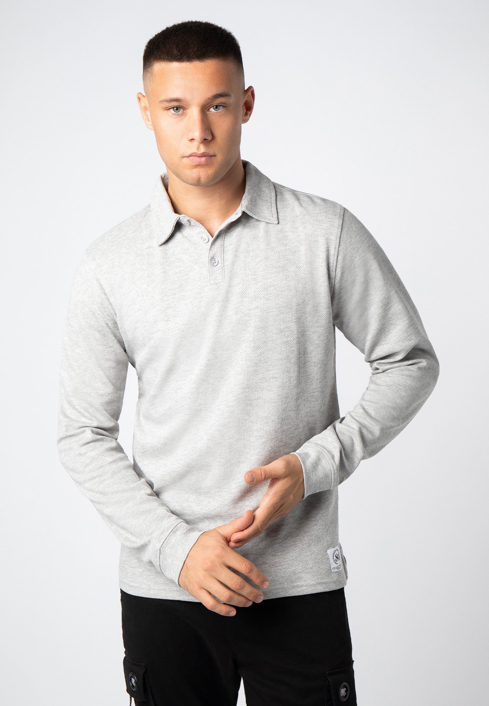SUBLEVEL Longsleeve Langarm Poloshirt light-grey | Shirts
