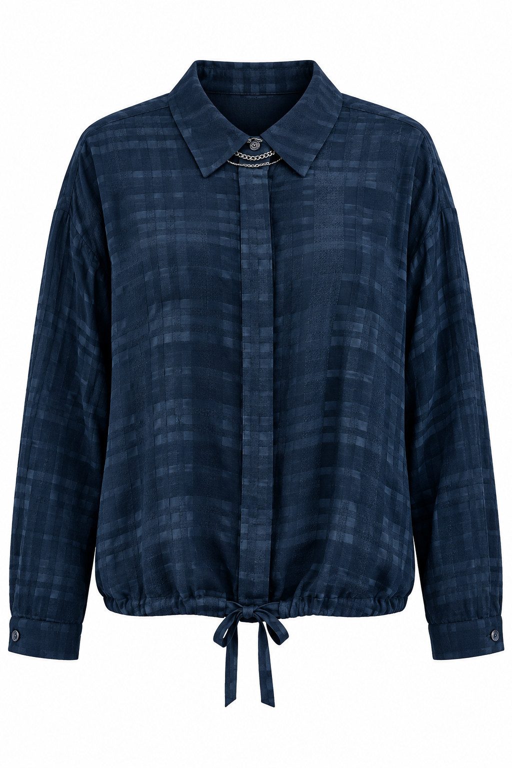 Freeman T. Porter Langarmbluse Creel Plain - Leichte Viskosebluse mit Karostruktur für Damen