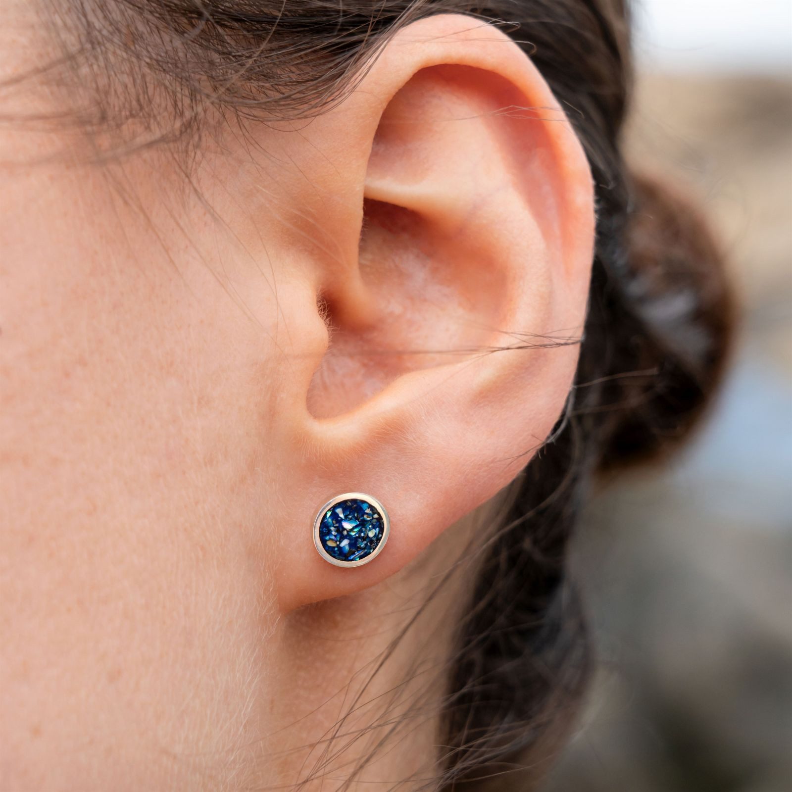 DUR Paar Ohrstecker O5443 Seeopal 925 Silber rund 8 mm Damen