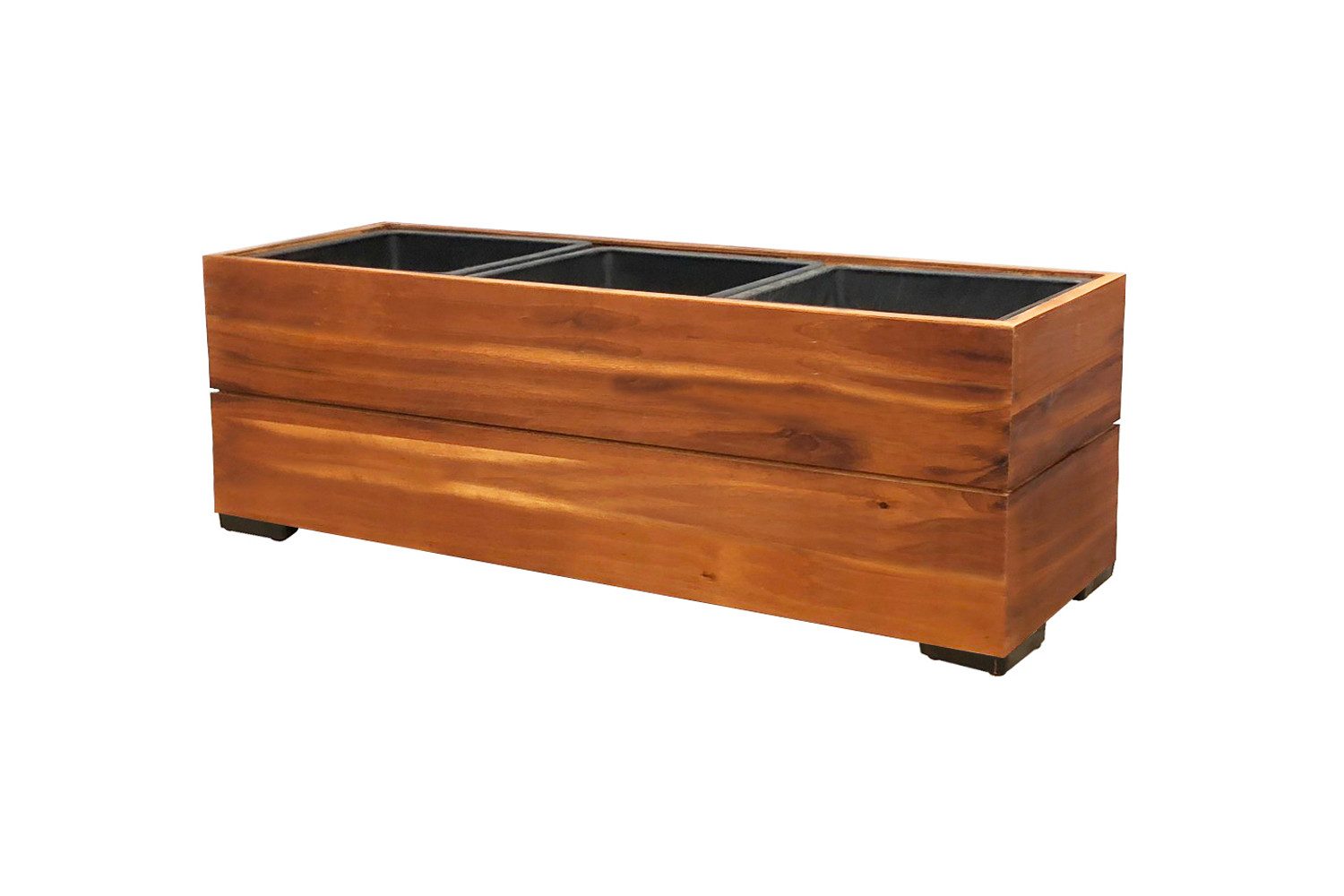 dasmöbelwerk Pflanzkübel Pflanzgefäß Pflanzkasten Blumenkasten Akazienholz 28x79 cm mit Einsatz