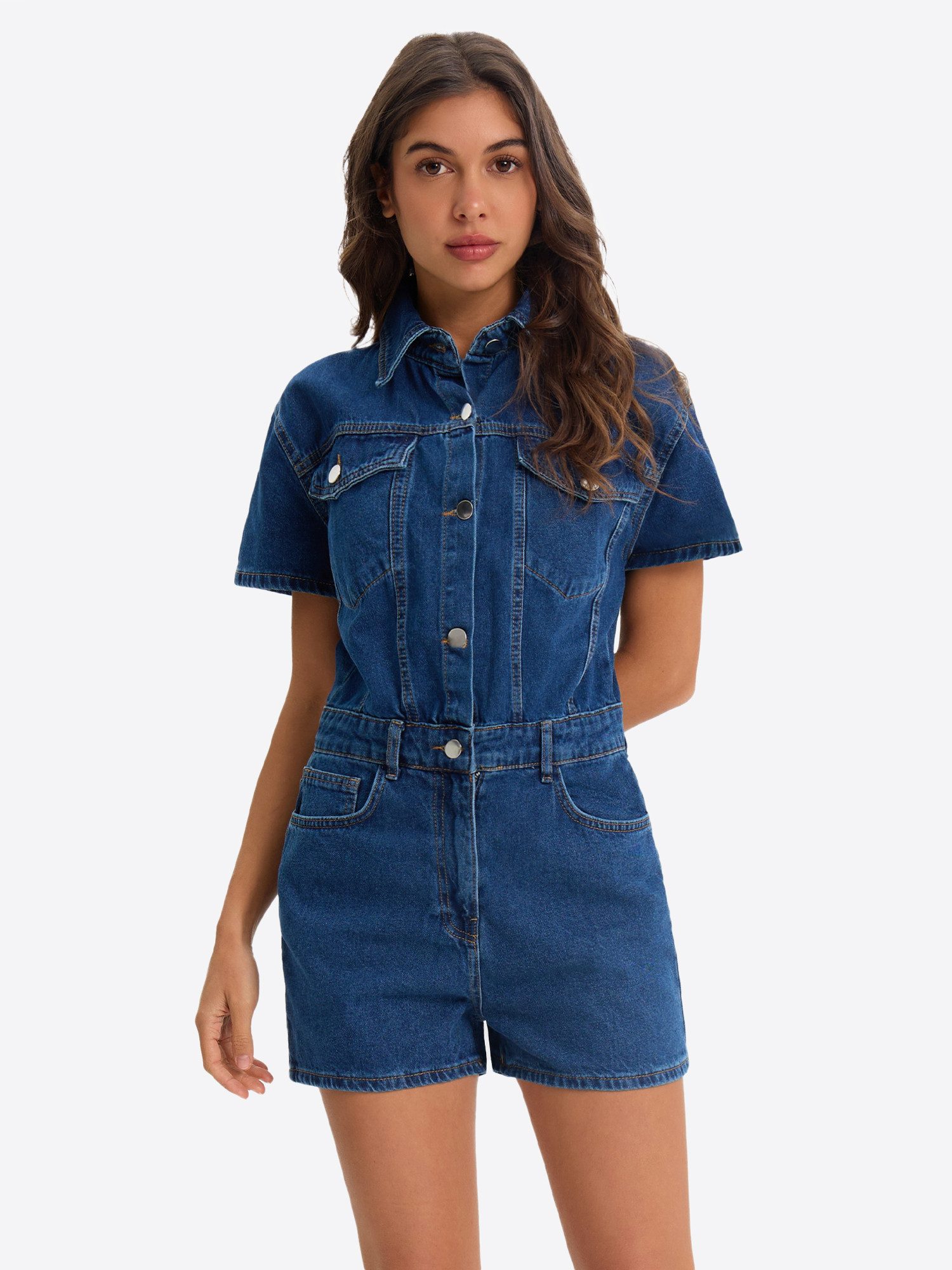 Imily Bela Jumpsuit Damen Jeans-Overall (Packung, 1-tlg., 1per-Pack) mit Taschen