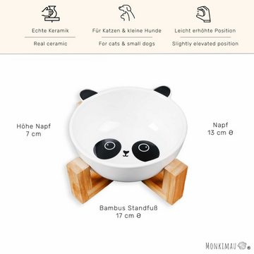 Monkimau Futternapf Hundenapf Katzennapf aus Keramik erhöht mit Panda Motiv Futternapf, Keramik
