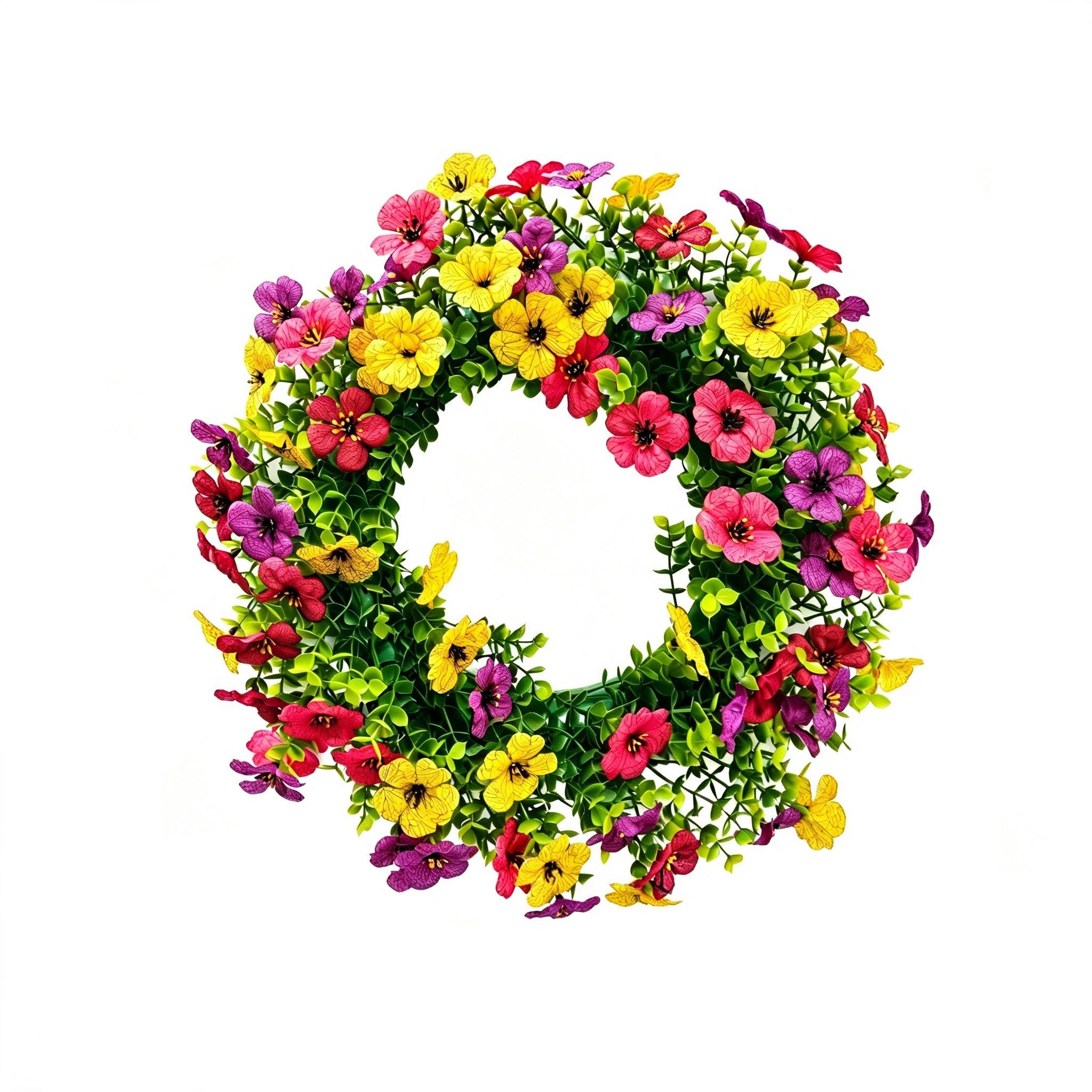 Zyronn Dekokranz 40 cm Frühlingskranz mit violetten Eukalyptusblumen, Wanddeko-Kranz, Frühlings-Türkranz, künstlicher Blumenkranz