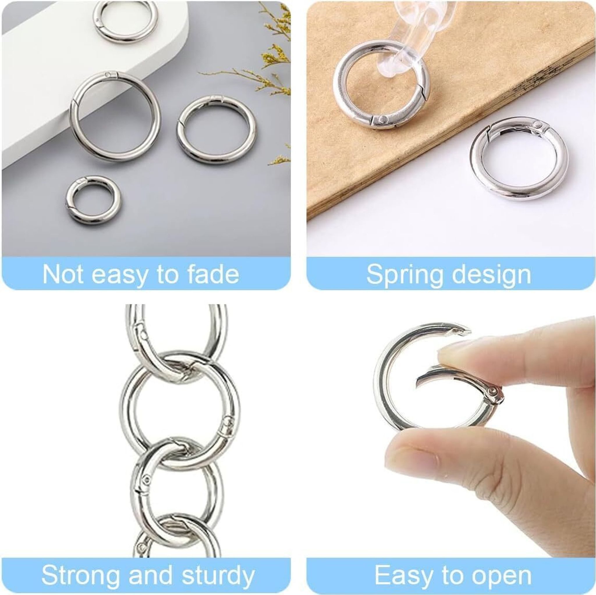 FELIXLEO Karabiner 20 Edelstahl Karabinerhaken rund für DIY Basteln