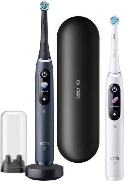 Oral B Elektrische Zahnbürste iO 8 Duopack, Aufsteckbürsten: 2 St., mit Magnet-Technologie, 6 Putzmodi, Farbdisplay & Reiseetui