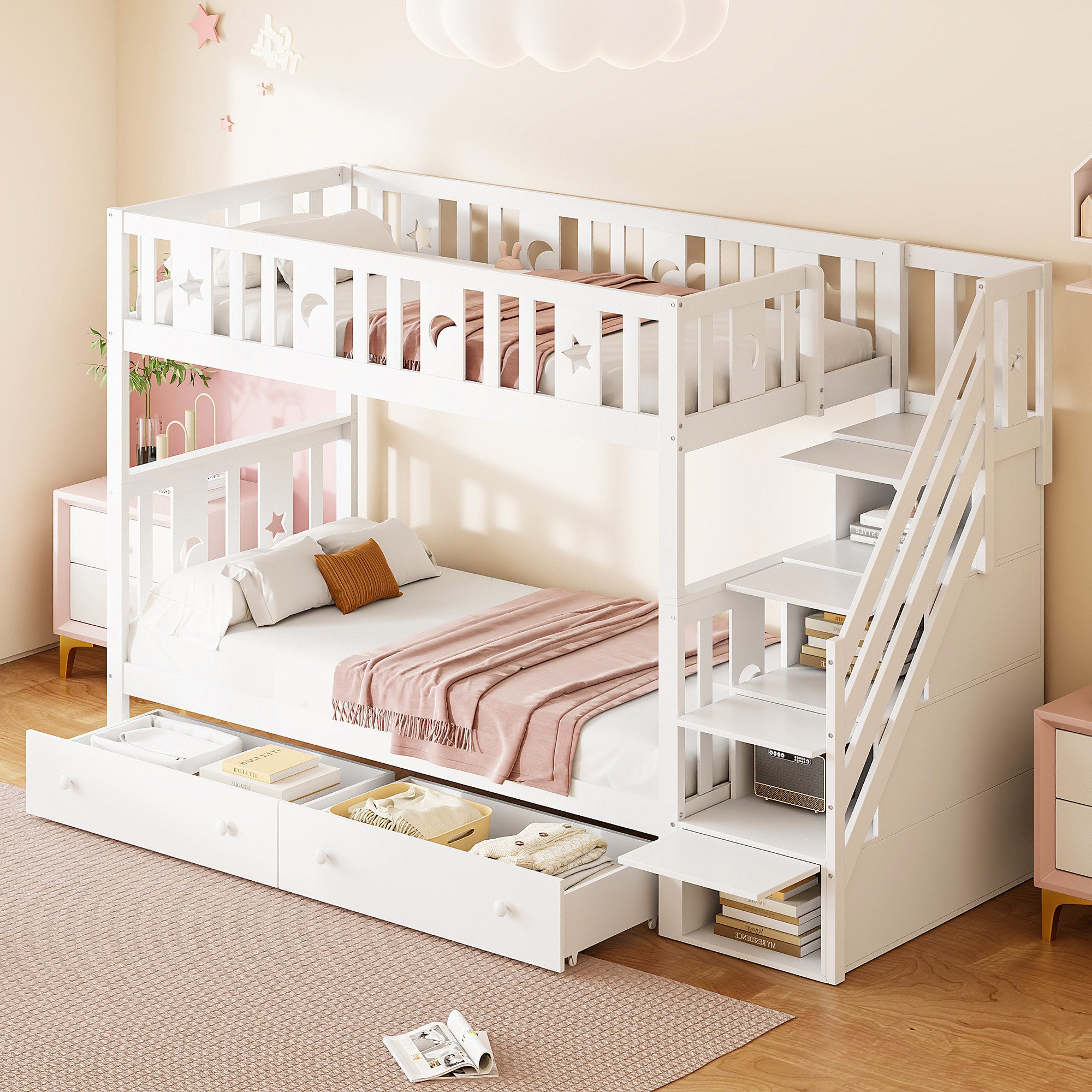 HAUSS SPOLE Etagenbett 90X200cm mit Stauraumtreppe, günstig online kaufen