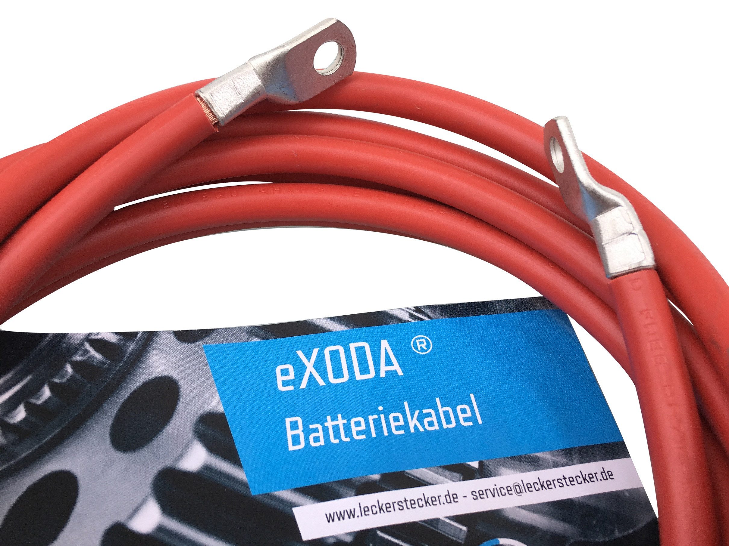eXODA Batteriekabel 25 mm² 10m mit Kabelschuhen M8 Rot Batteriekabel, Rot, (1000 cm), 99% Kupfer
