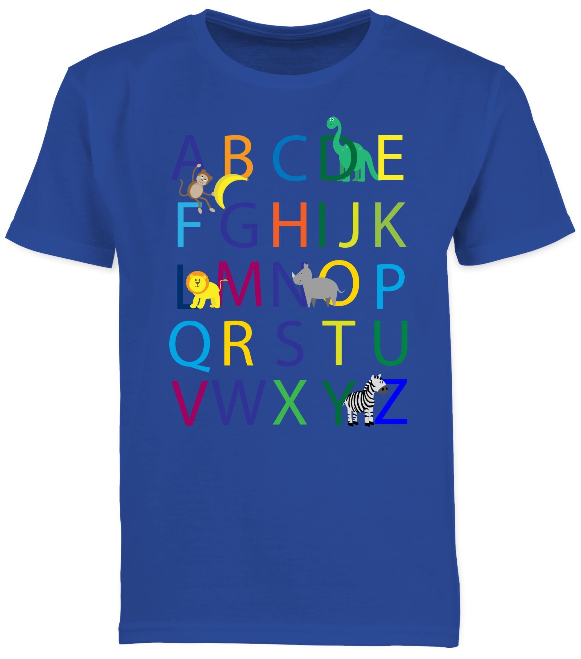 Shirtracer T-Shirt ABC Einschulung Einschulung Geschenke 3 Schulanfang Junge Royalblau