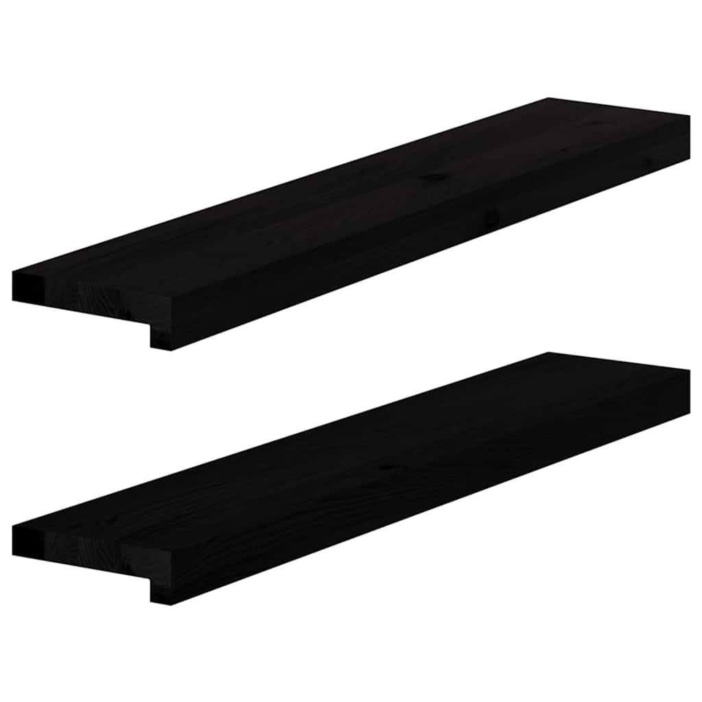 vidaXL Fensterbank Fensterbänke 2 Stk Dunkelbraun 80x15x2 cm Massivholz Eiche