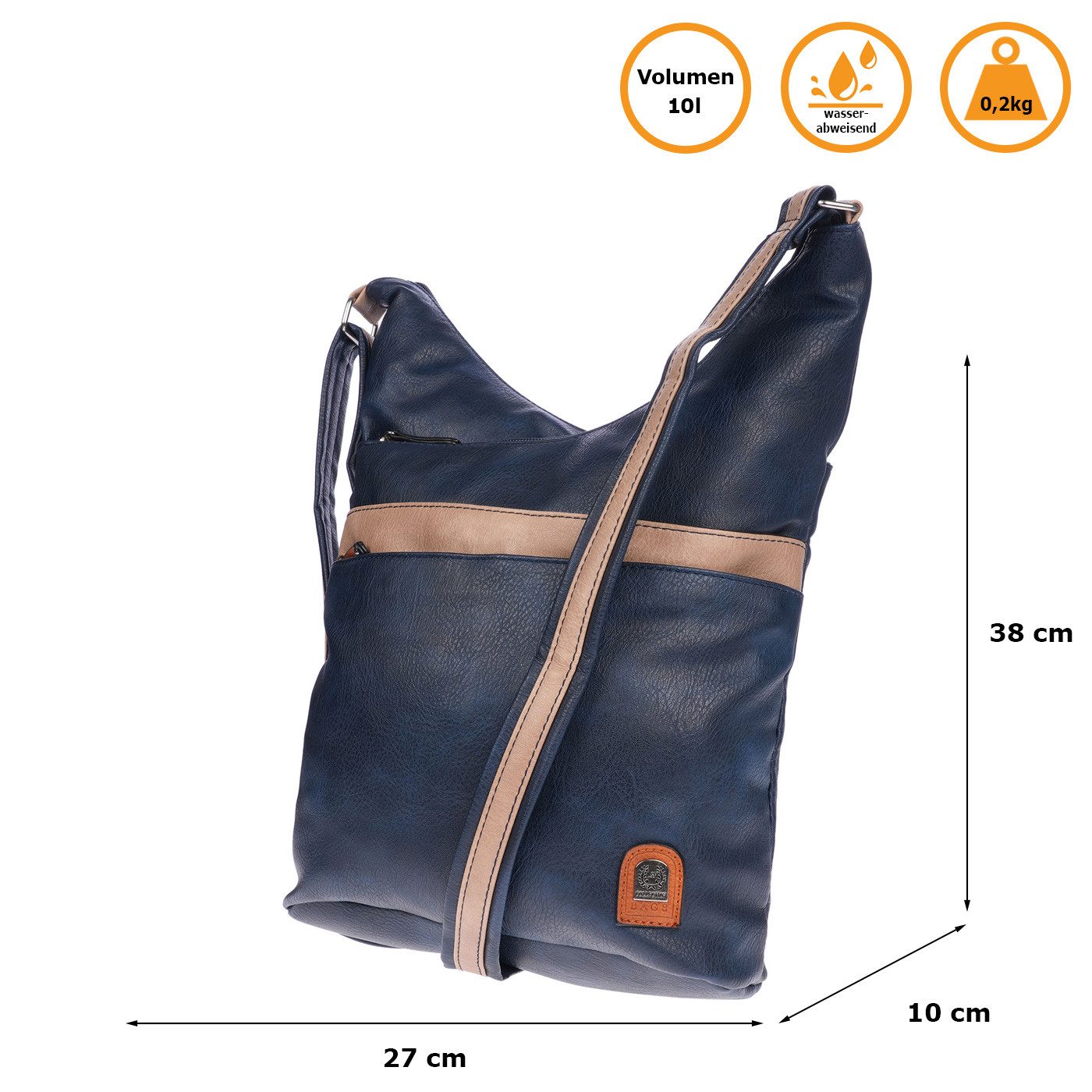 Christian Wippermann Umhängetasche Große Umhängetasche Damen Tasche Schultertasche (einzeln), Crossover Leder Optik