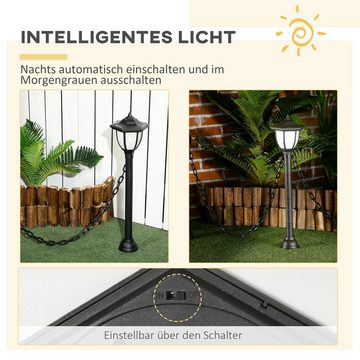 Outsunny LED Gartenleuchte Solar Gartenleuchte, LED Wegleuchte mit Weißem Licht, Ein-,Ausschalter, LED fest integriert, Warmweiß, BxLxH: 14x314x60 cm