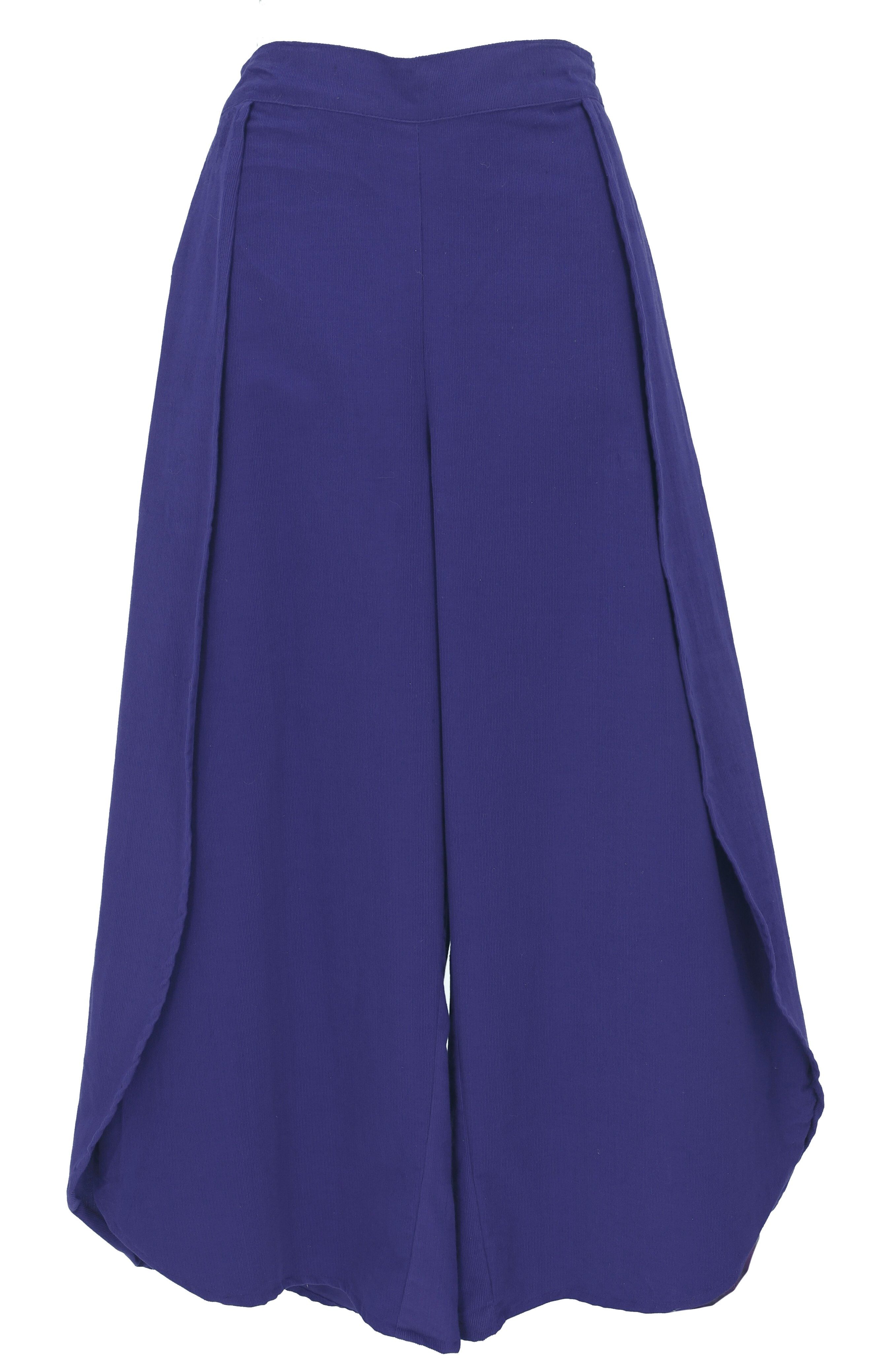 Guru-Shop Relaxhose Cord Palazzohose, Boho Hosenrock - blau alternative Bekleidung