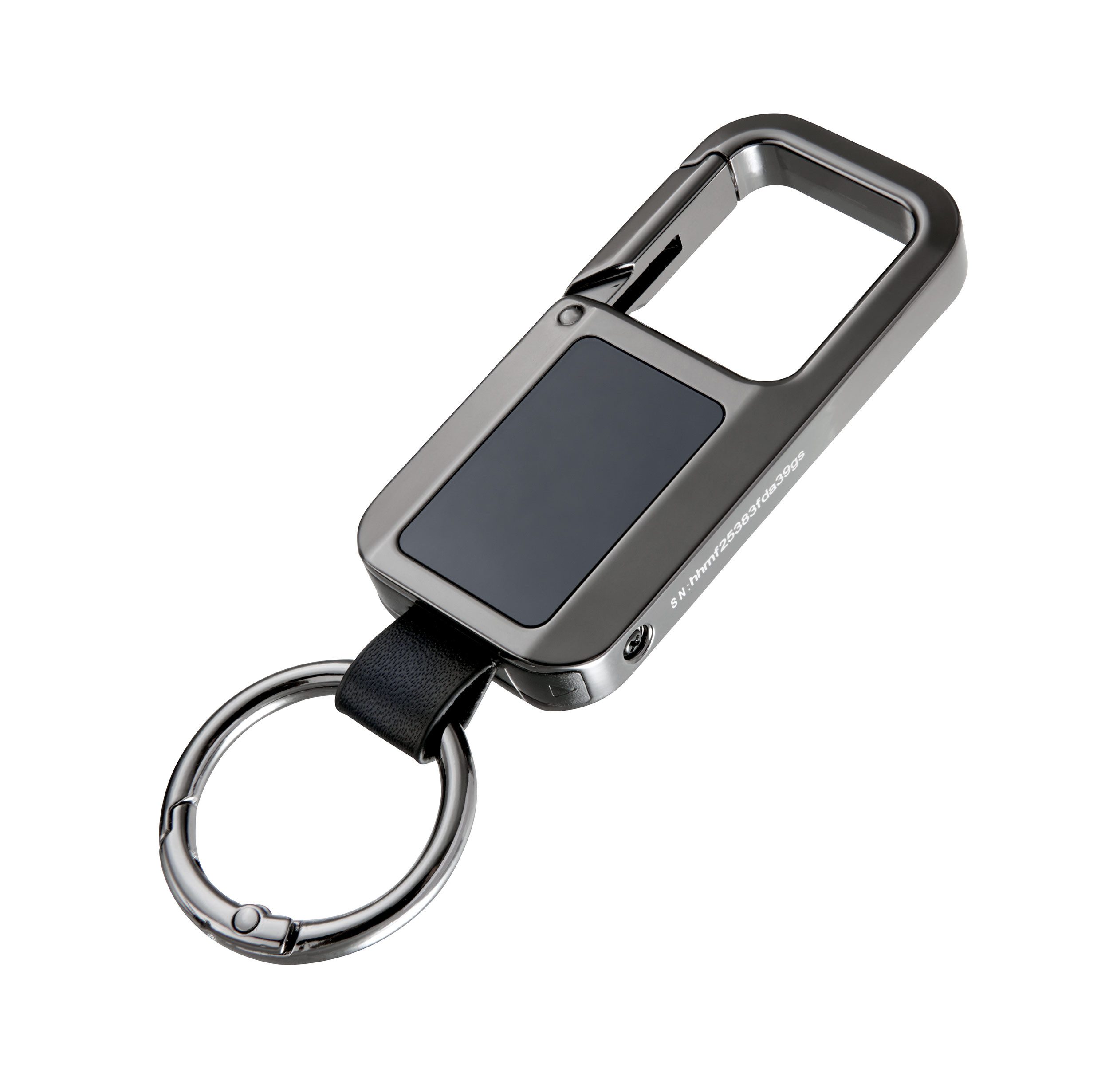 TROIKA Schlüsselanhänger mit Karabiner & Tracker, orten per Apple Find My, kein Abo benötigt (1-tlg), Karabinerhaken aus Metallguss in Gunmetal, austauschbare Batterie