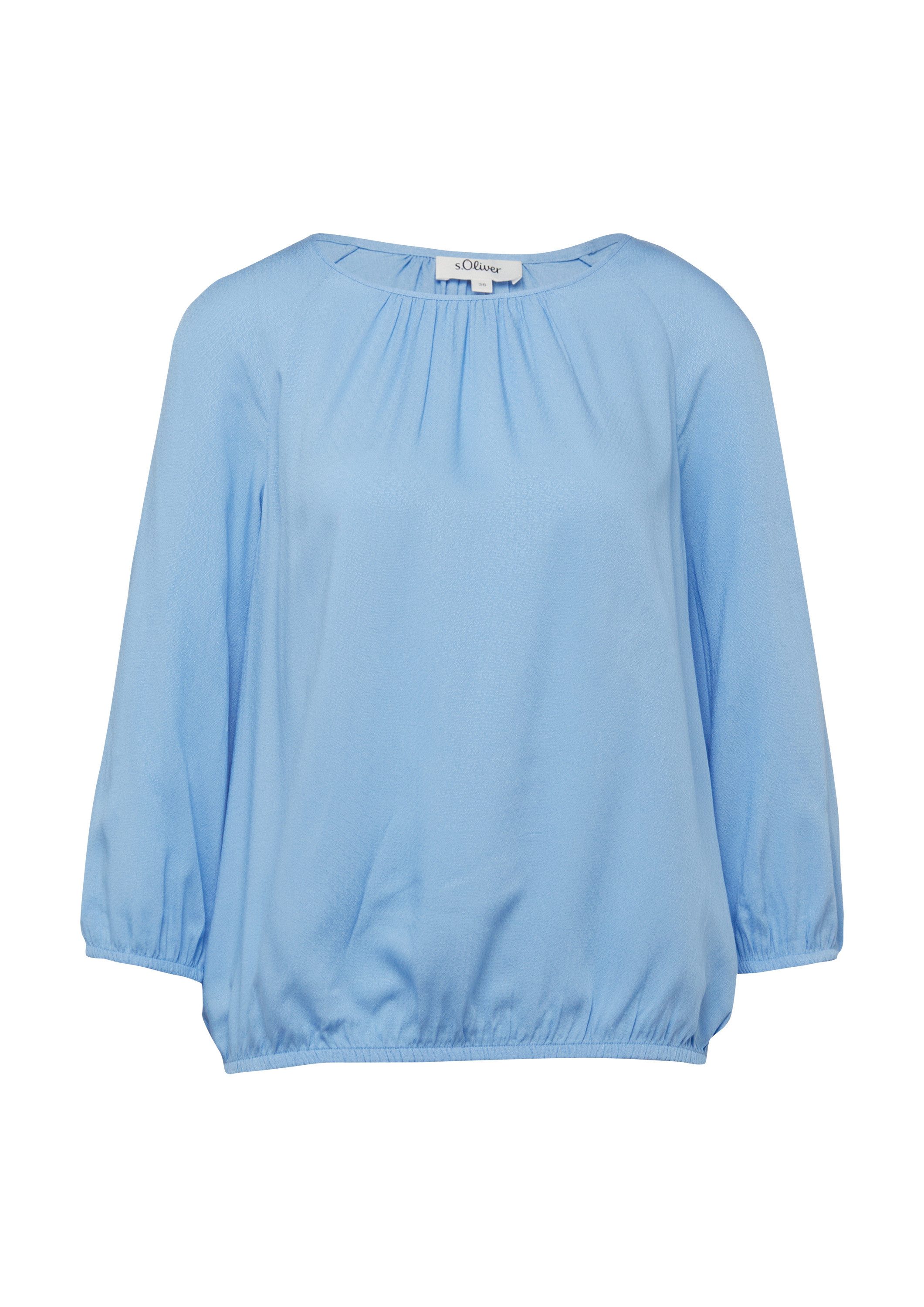 s.Oliver Kurzarmbluse Bluse Strukturierte Viskose-Bluse mit Raff-Details günstig online kaufen