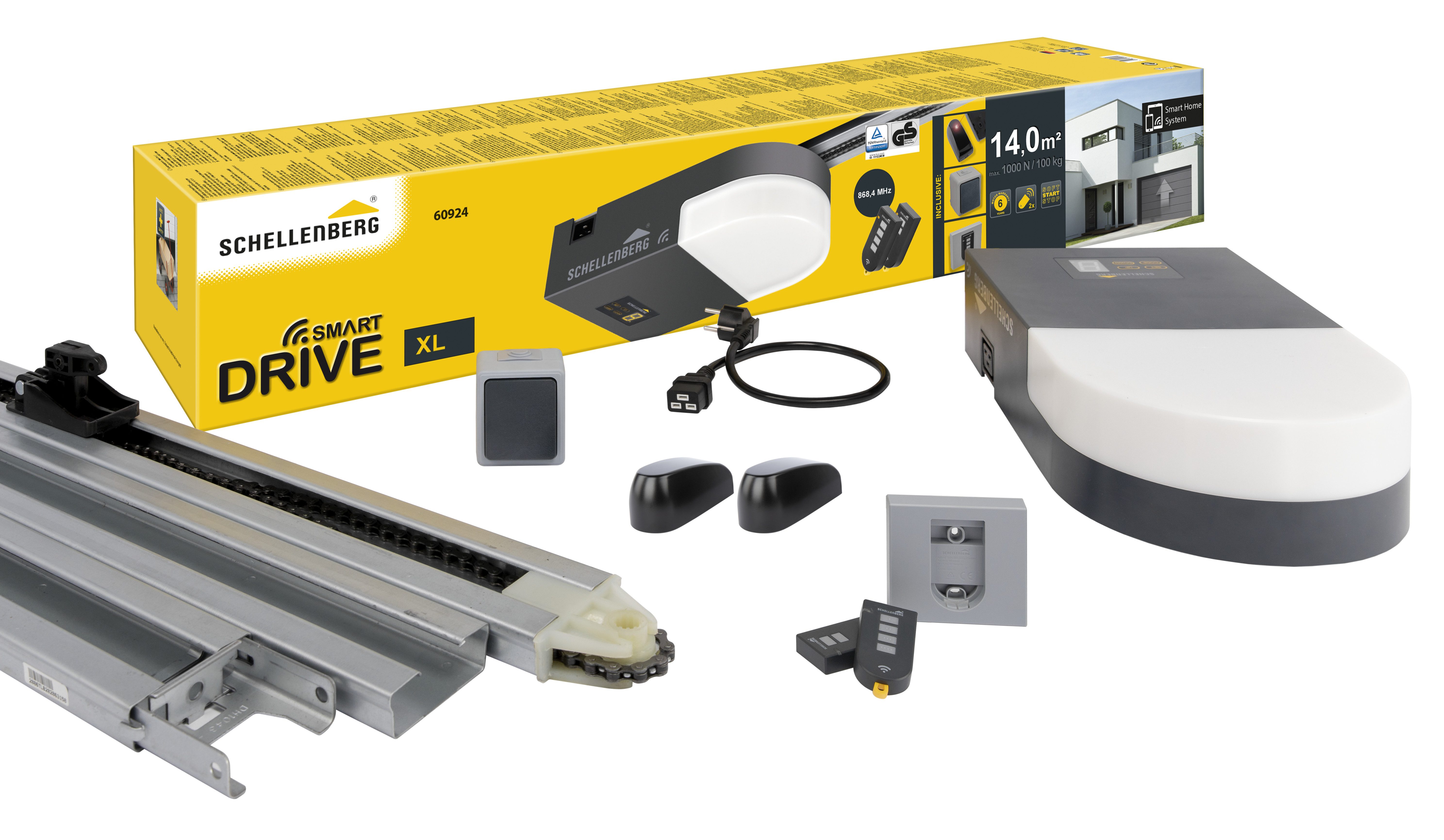 SCHELLENBERG Garagentorantrieb Smart Drive XL, Smart Drive XL, 1000 N Zugkraft, max. Torfläche 14 m², Funk-Torantrieb inkl. Zubehör