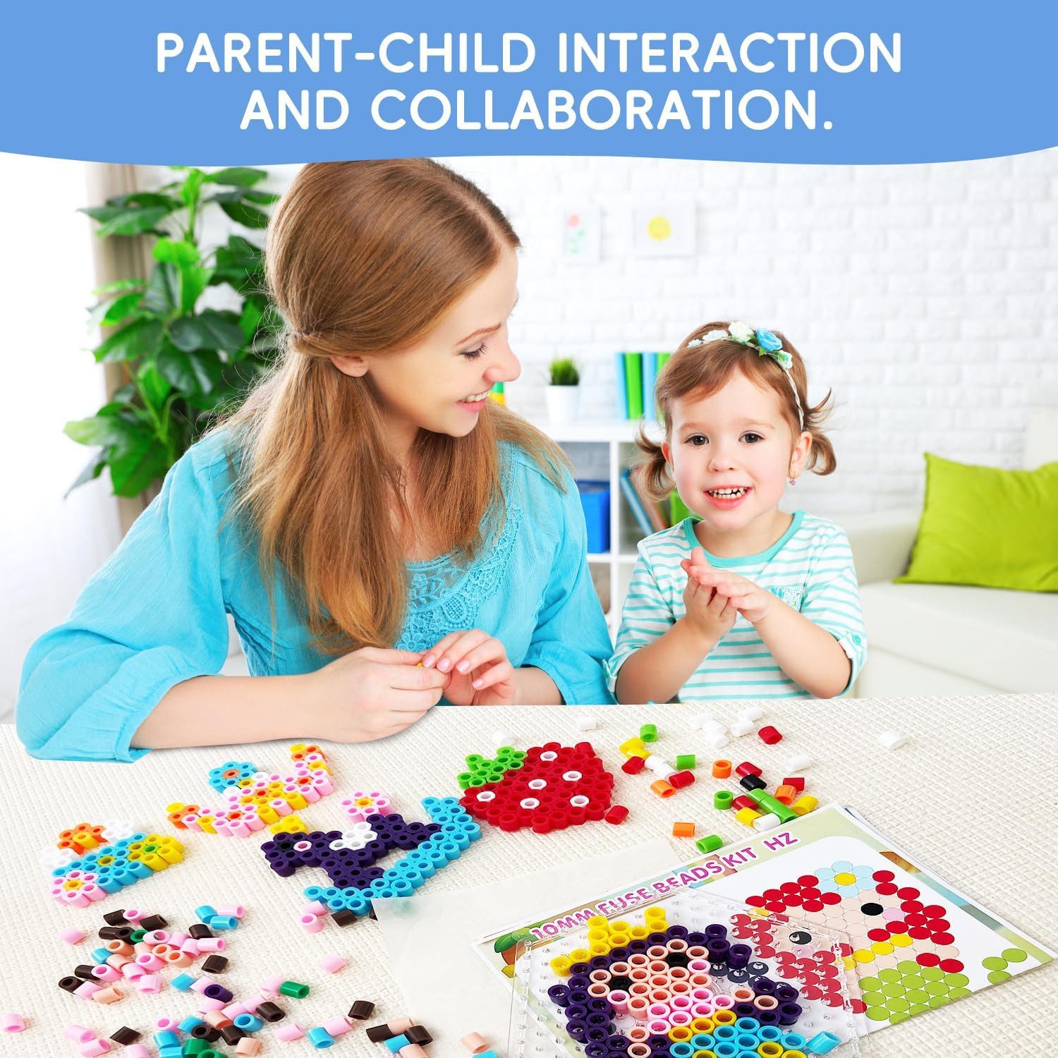 Aischens Bügelperlen Bügelperlen Set 1500 Stück 10 mm mit Steckplatte und B günstig online kaufen