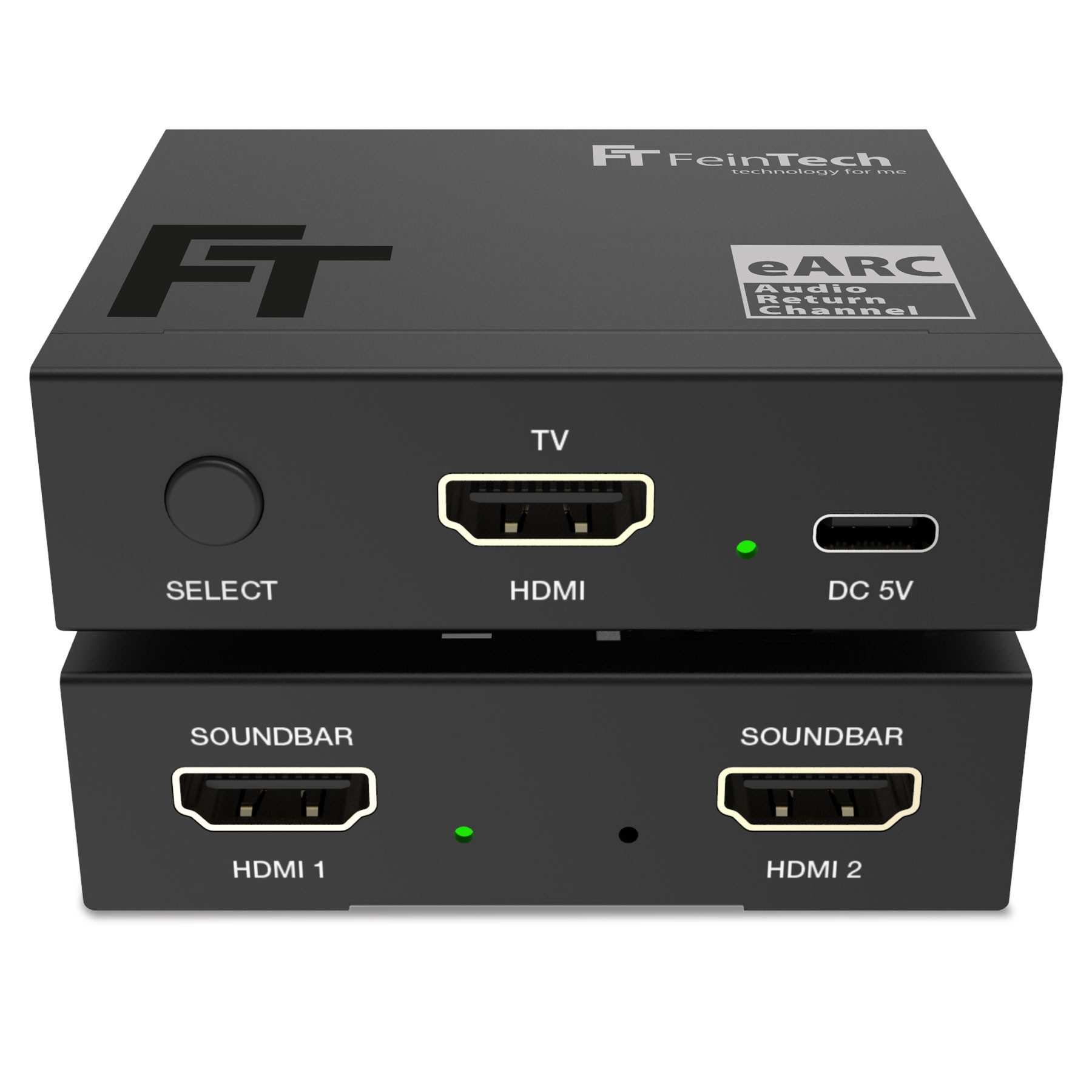 FeinTech AX421 HDMI eARC Audio Switch 1x TV zu 2x Soundbar HDMI-Adapter zu HDMI-ARC, HDMI-eARC, für 2 Soundsysteme mit HDMI-eARC oder HDMI-ARC