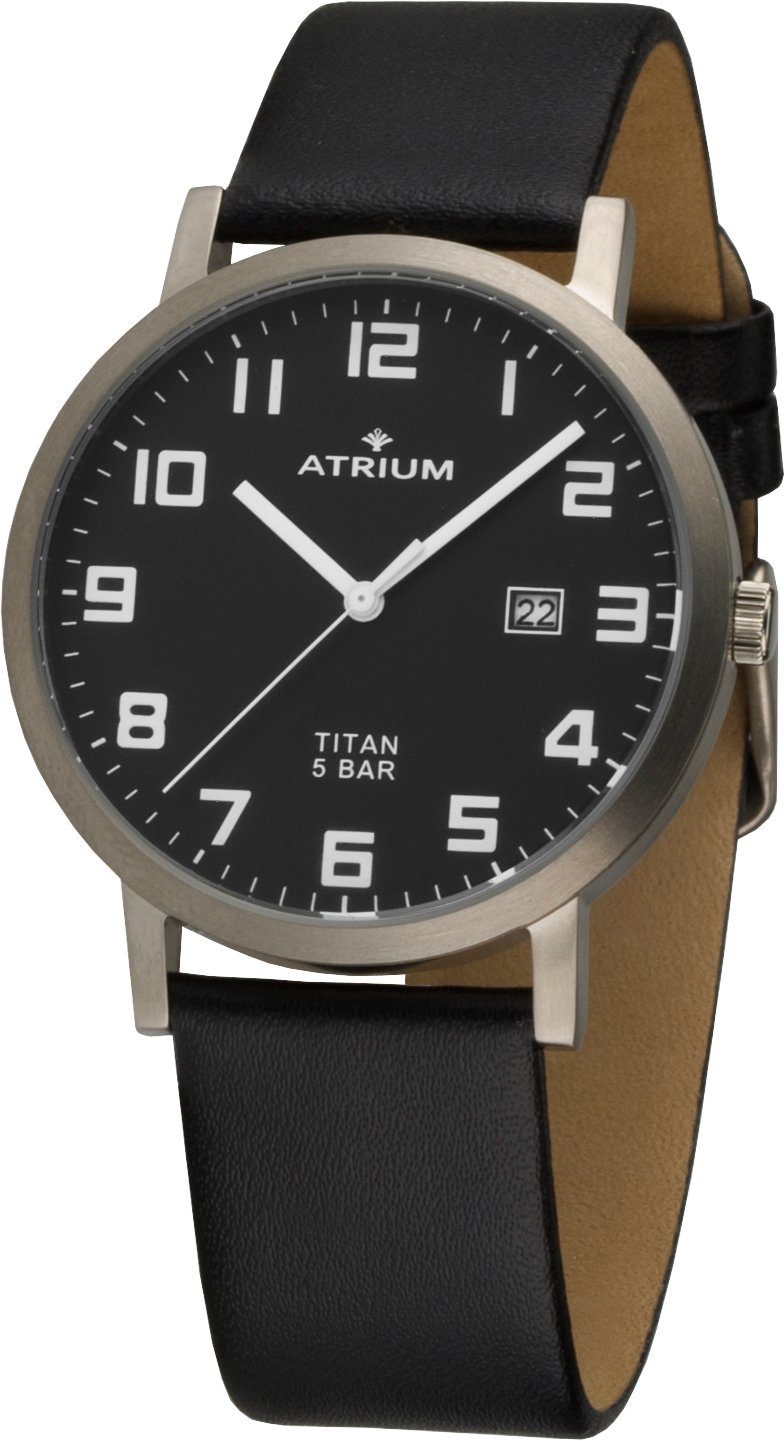 Atrium Quarzuhr A40-11, Armbanduhr, Herrenuhr, Datum, Titan