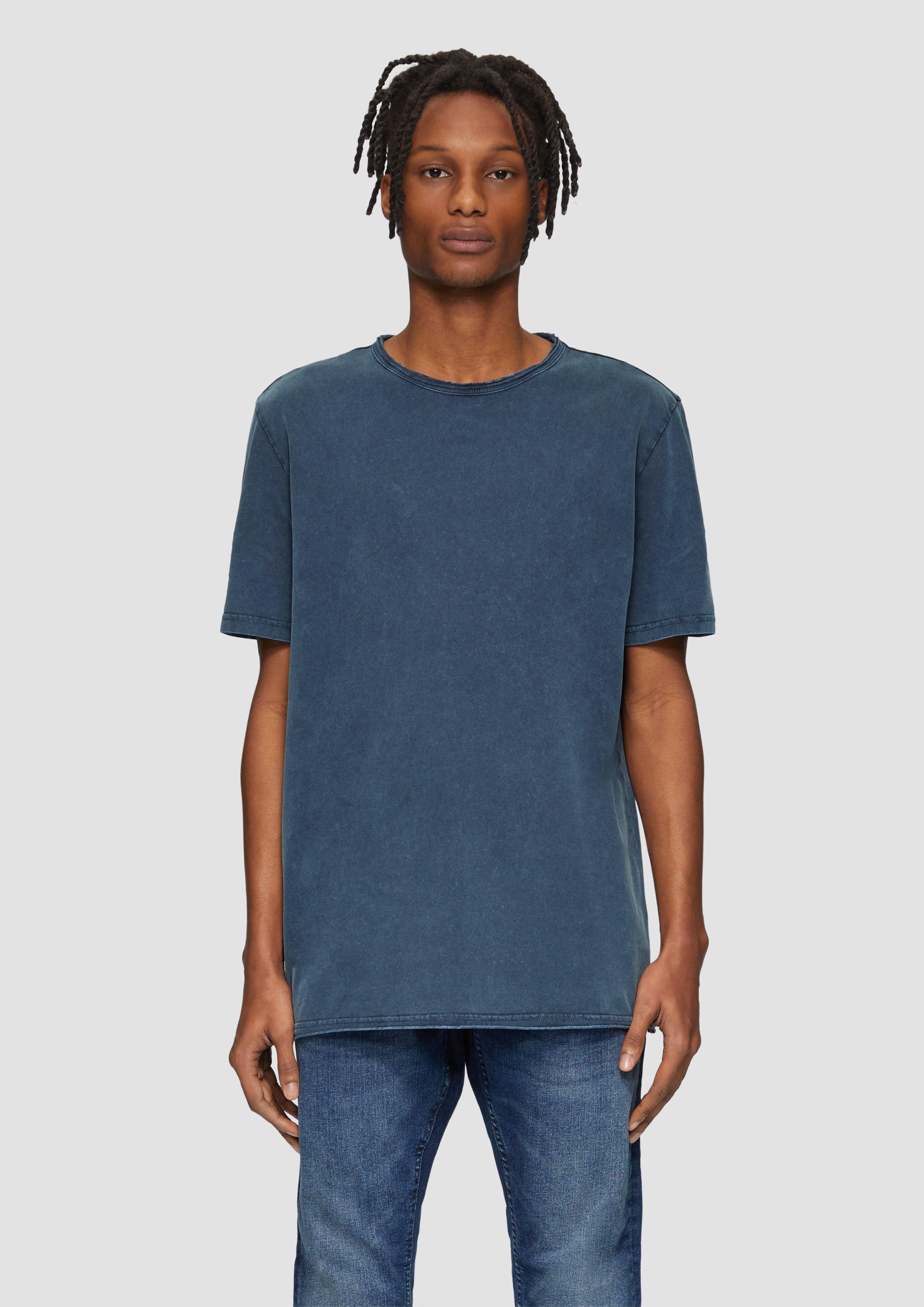 QS Kurzarmshirt Gewaschenes T-Shirt mit Rollkante günstig online kaufen