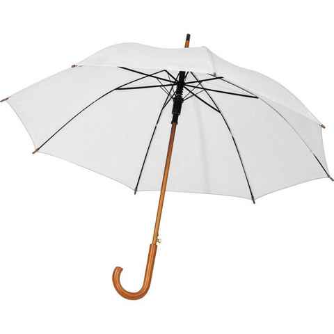 Livepac Office Stockregenschirm Automatik-Regenschirm mit Holzgriff / Farbe: weiß