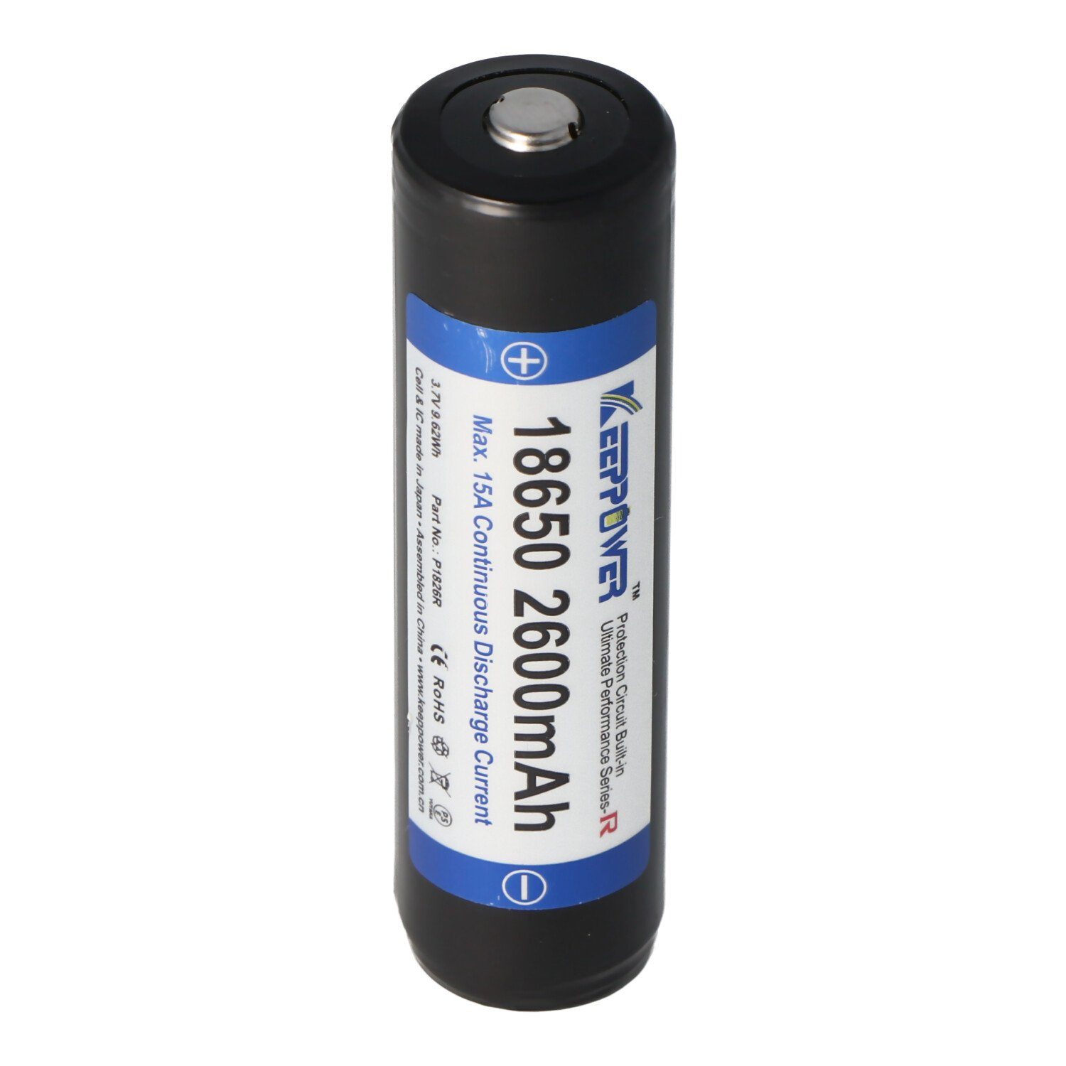 Keeppower R 18650 2600mAh 3,6V - 3,7V Li-Ion-Akku geschützt (Pluspol Akku