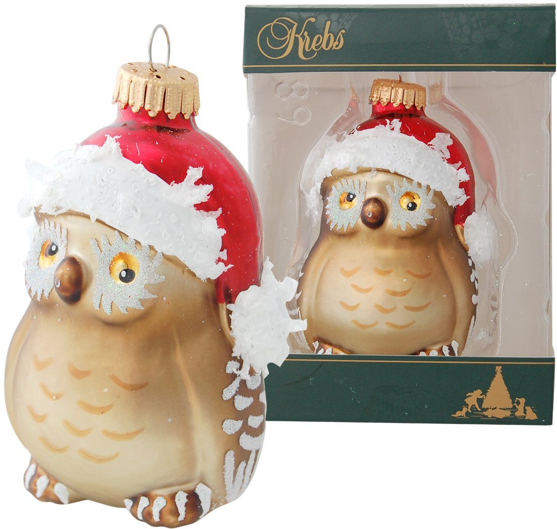 Krebs Glas Lauscha Christbaumschmuck CBK82039, Weihnachtsdeko, Christbaumschmuck (1-tlg), Eule