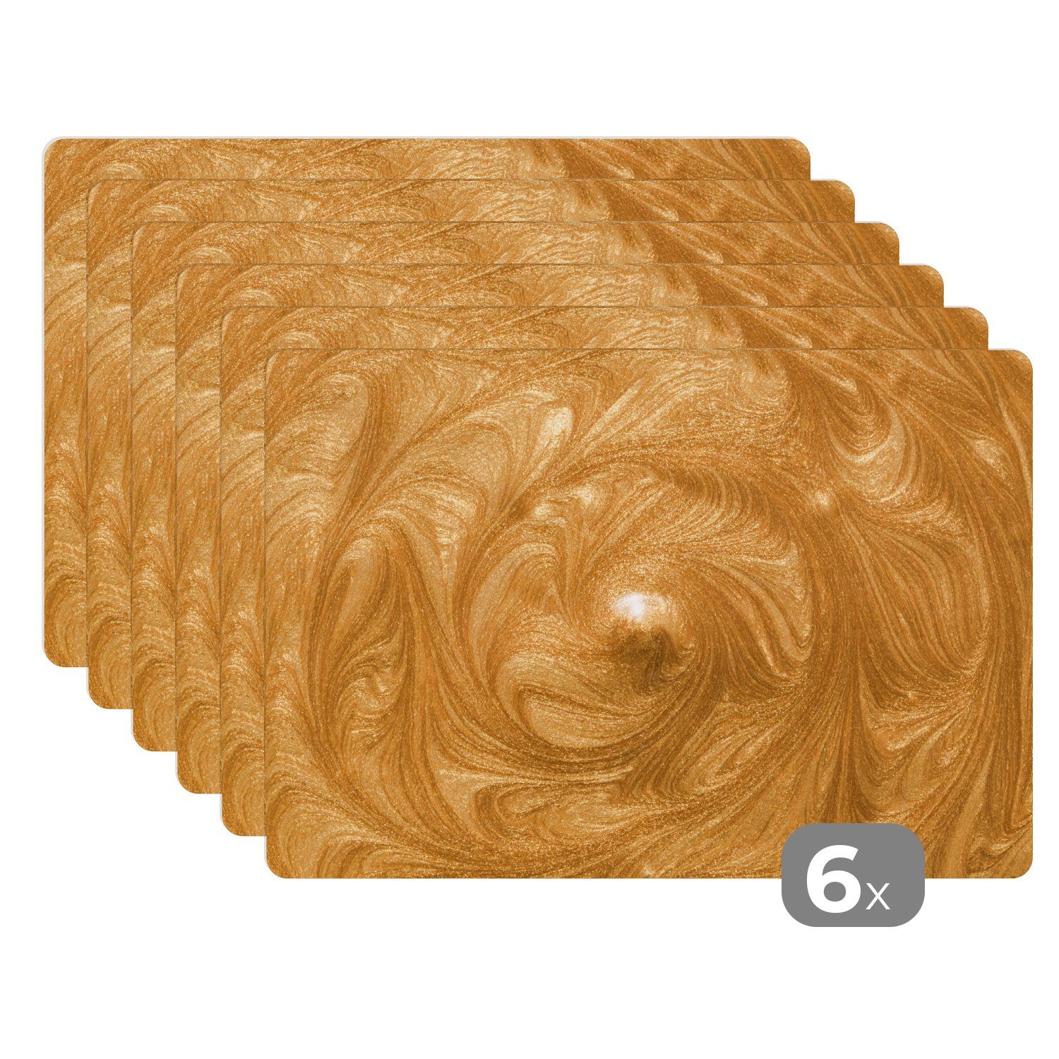 Platzset, Kreis - Golden - Farbe, MuchoWow, (6-St), Platzset, Platzdecken, Platzmatte, Tischmatten, Schmutzabweisend