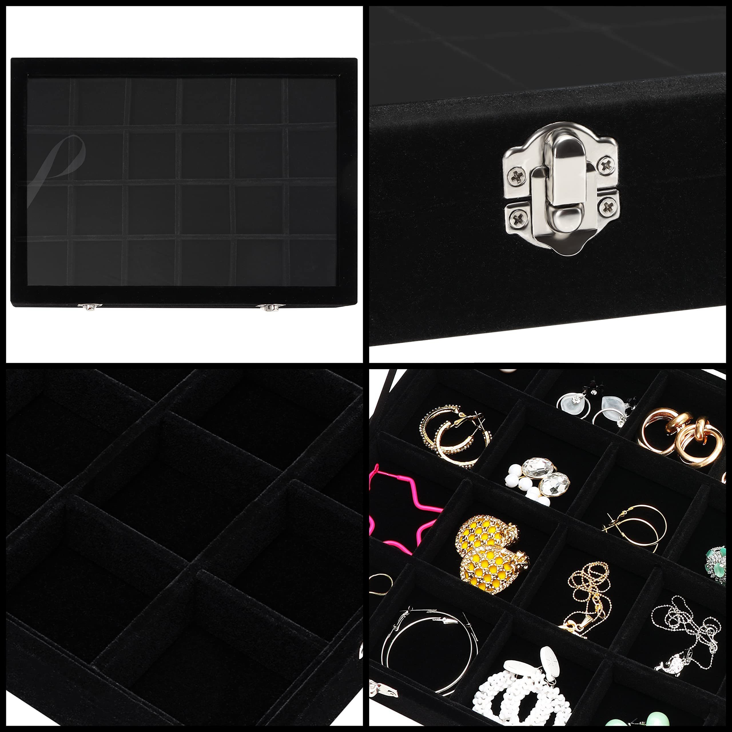 Large - Box Vous aus Schmuckaufbewahrungsbox Organizer Jewelry stapelbare Samt, Belle Velvet schwarzem Stackable Black Schmuckständer Große