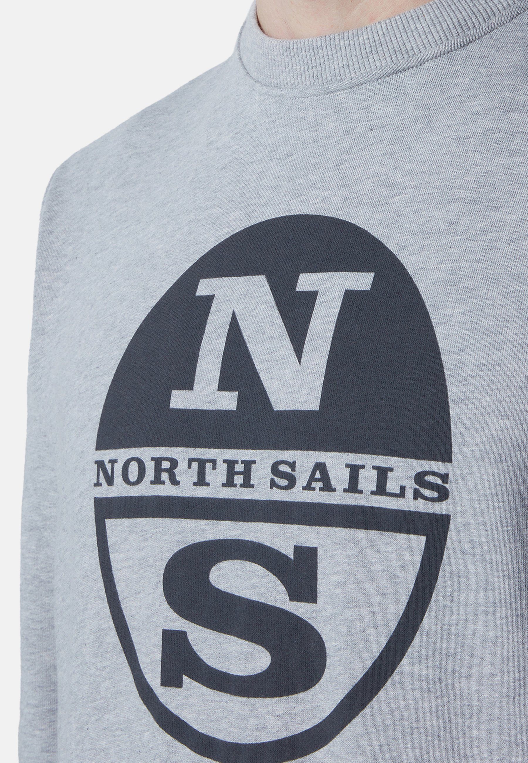 North Sails Fleecepullover Sweatshirt mit grey Maxi-Logo