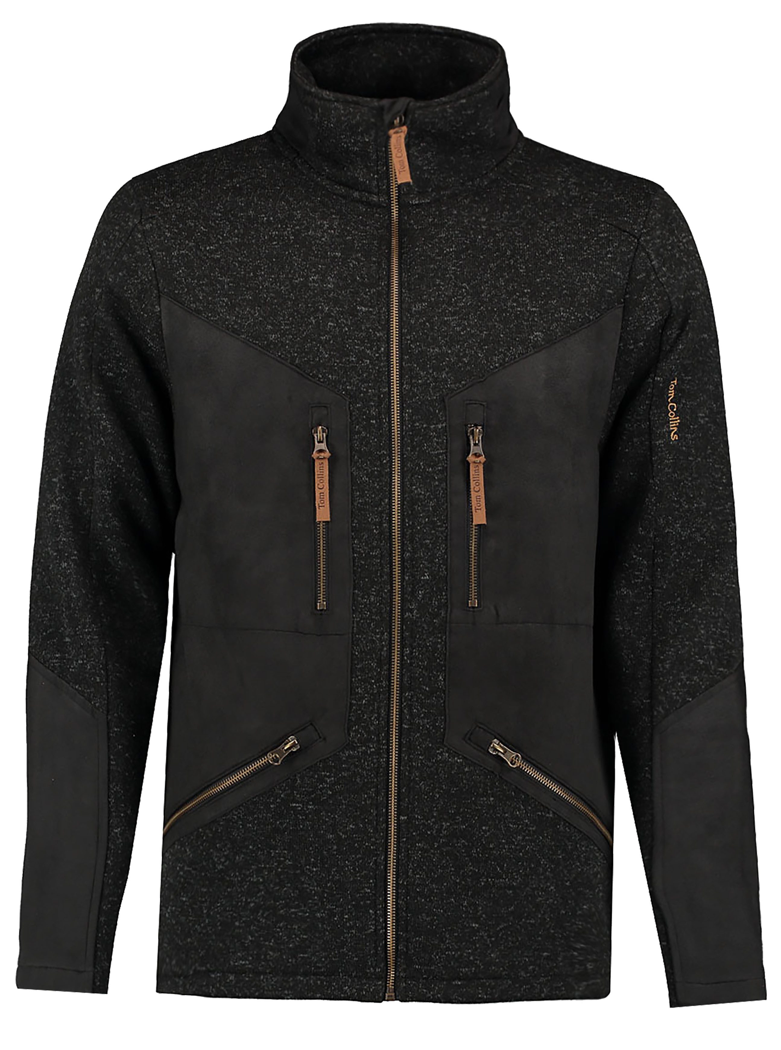 Moschen-Bayern Strickfleecejacke Herrenjacke Fleecejacke Sweatjacke Herren Strickfleece Schwarz Anthra