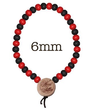 WOOD FELLAS Armband WOOD FELLAS Armband mit Holz-Perlen basic Arm-Schmuck Deluxe Pearl Bracelet Holzanhänger Schwarz/Rot