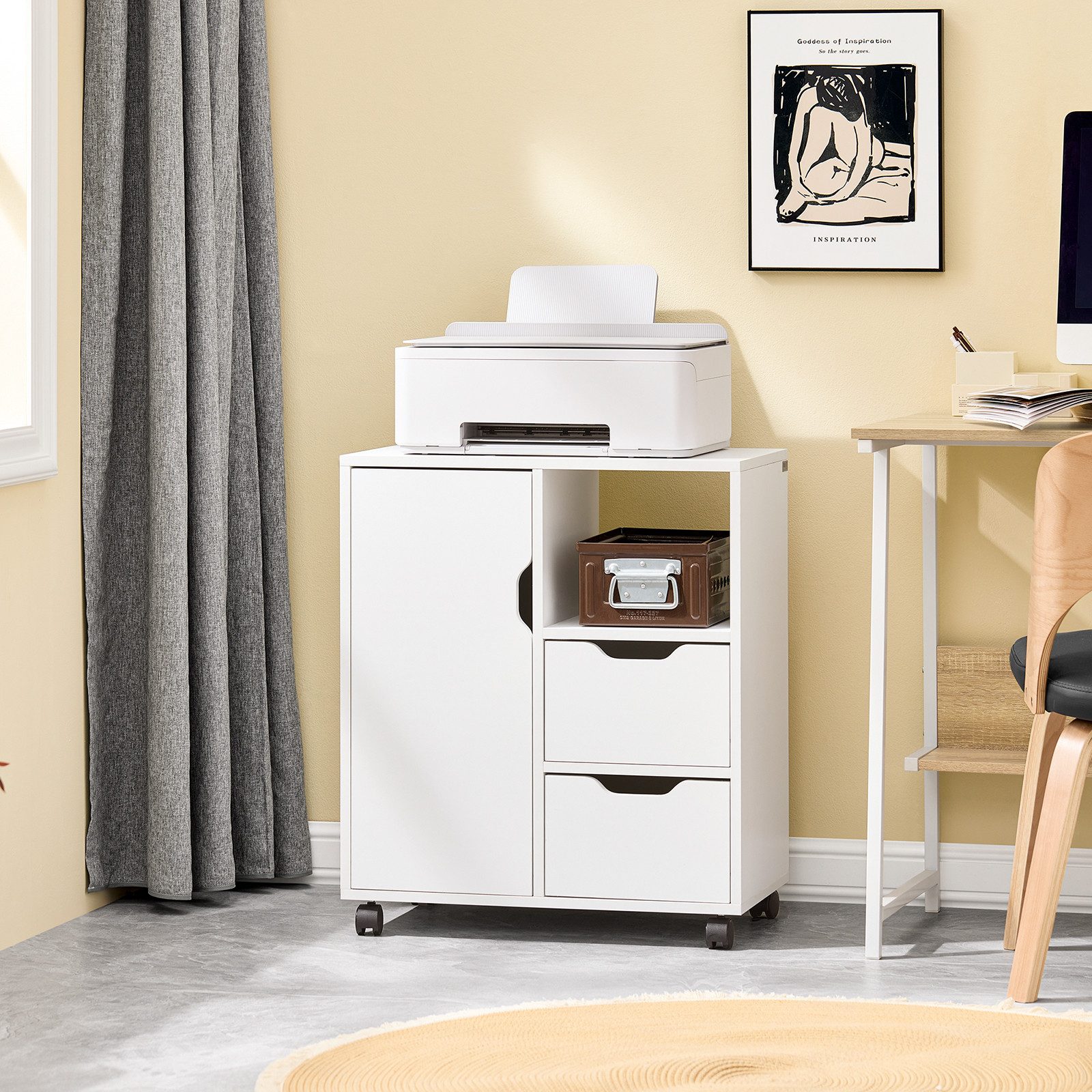 SoBuy Druckertisch FBT105, Schreibtisch Unterschrank, mit 2 Schubladen, Akt günstig online kaufen