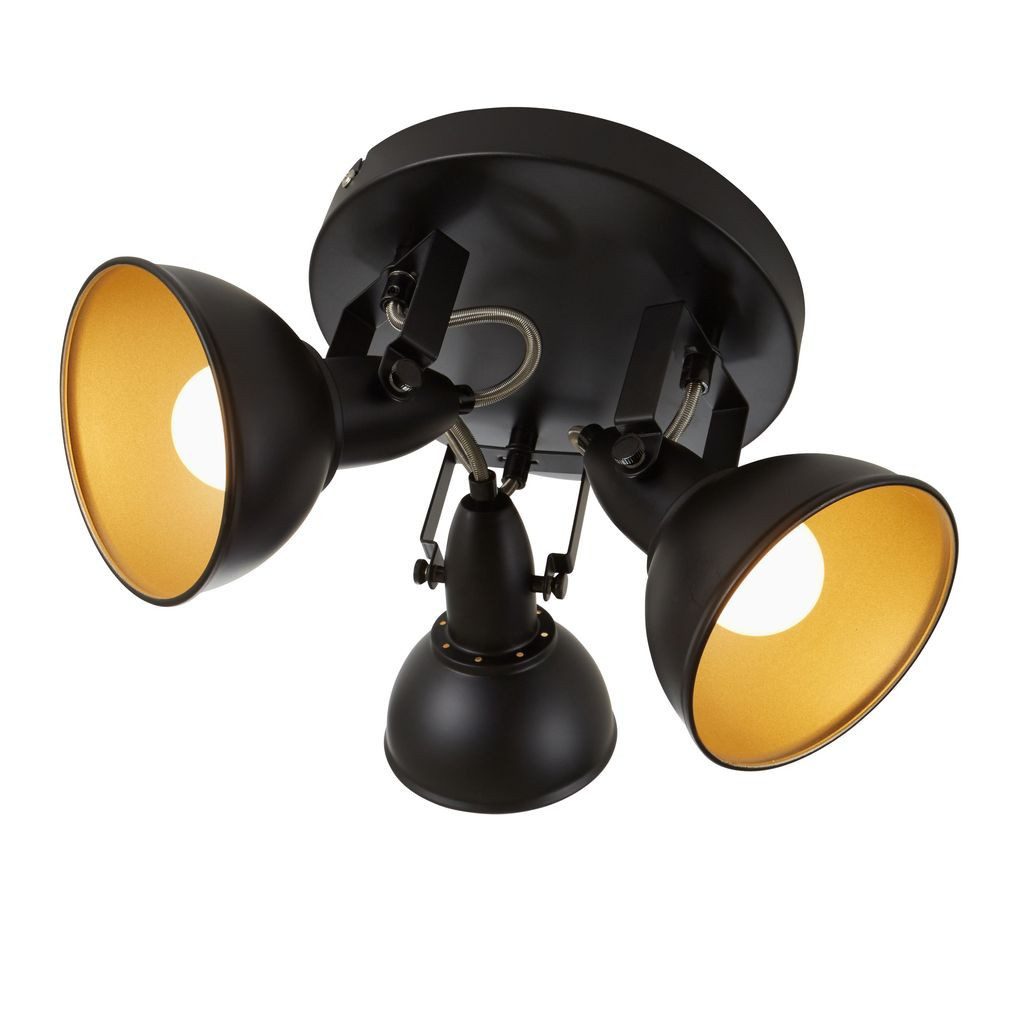 Briloner Leuchten LED Deckenleuchte 2049-035R, ohne Leuchtmittel, 2700K - Extra-Warmweiß, Deckenlampe, 21x15,6cm, Schwarz-Gold, max.40W, E14, Wohnzimmer, Flur