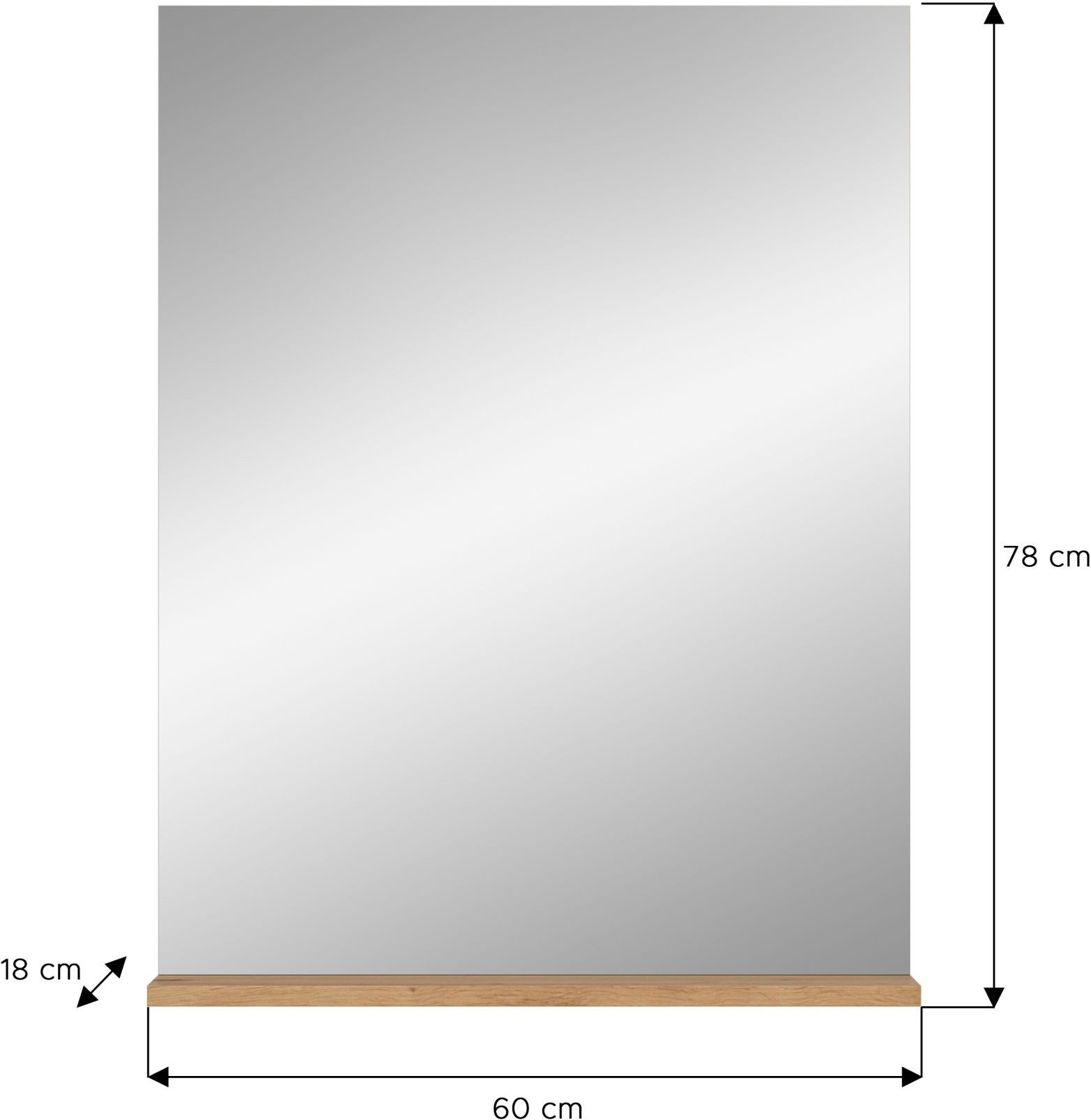 xonox.home Spiegel, Artisan Eiche Nachbildung Salbei Nachbildung Melamin 60x79x18 cm