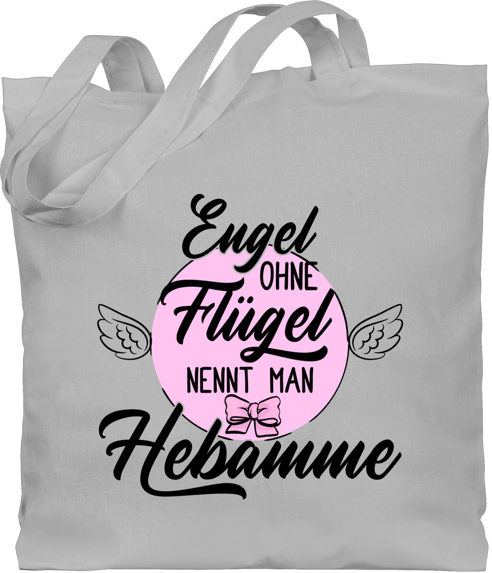 Engel Hellgrau 2 rosa/schwarz, Job und Hebamme - Geschenke Umhängetasche Beruf man Shirtracer ohne nennt Flügel