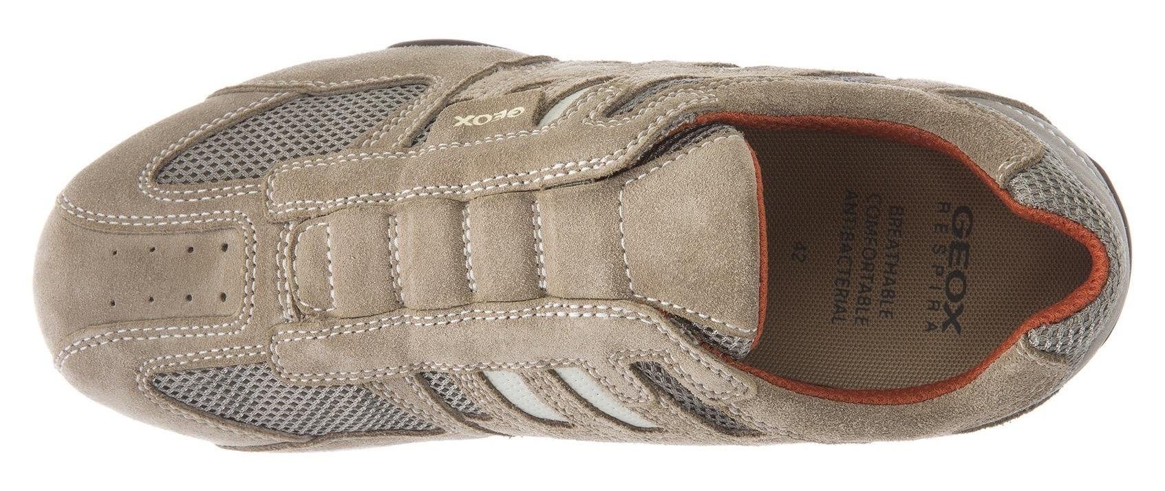 Sneaker Geox Slip-On und modischen UOMO Ziernähten Spezial beige-orange mit SNAKE Membrane Geox mit