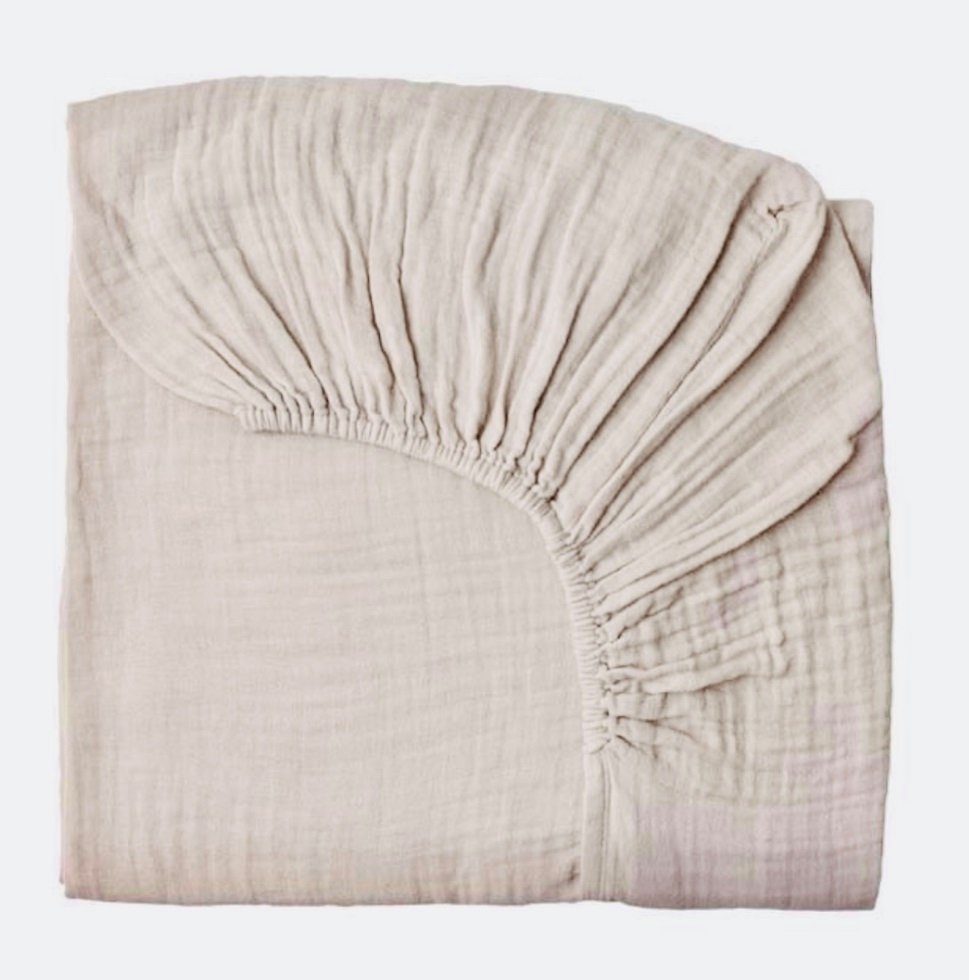 Sandiik Spannbettlaken Musselin Spannbettlaken mit Gummizug in Graubeige, G günstig online kaufen