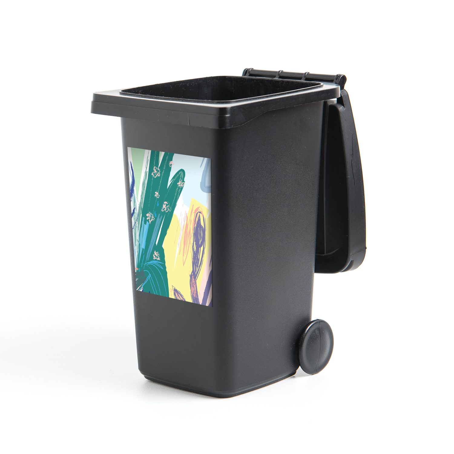 MuchoWow Container, Wandsticker - (1 Pflanze - Mülltonne, Grün Sticker, St), Abfalbehälter Mülleimer-aufkleber, Sommer
