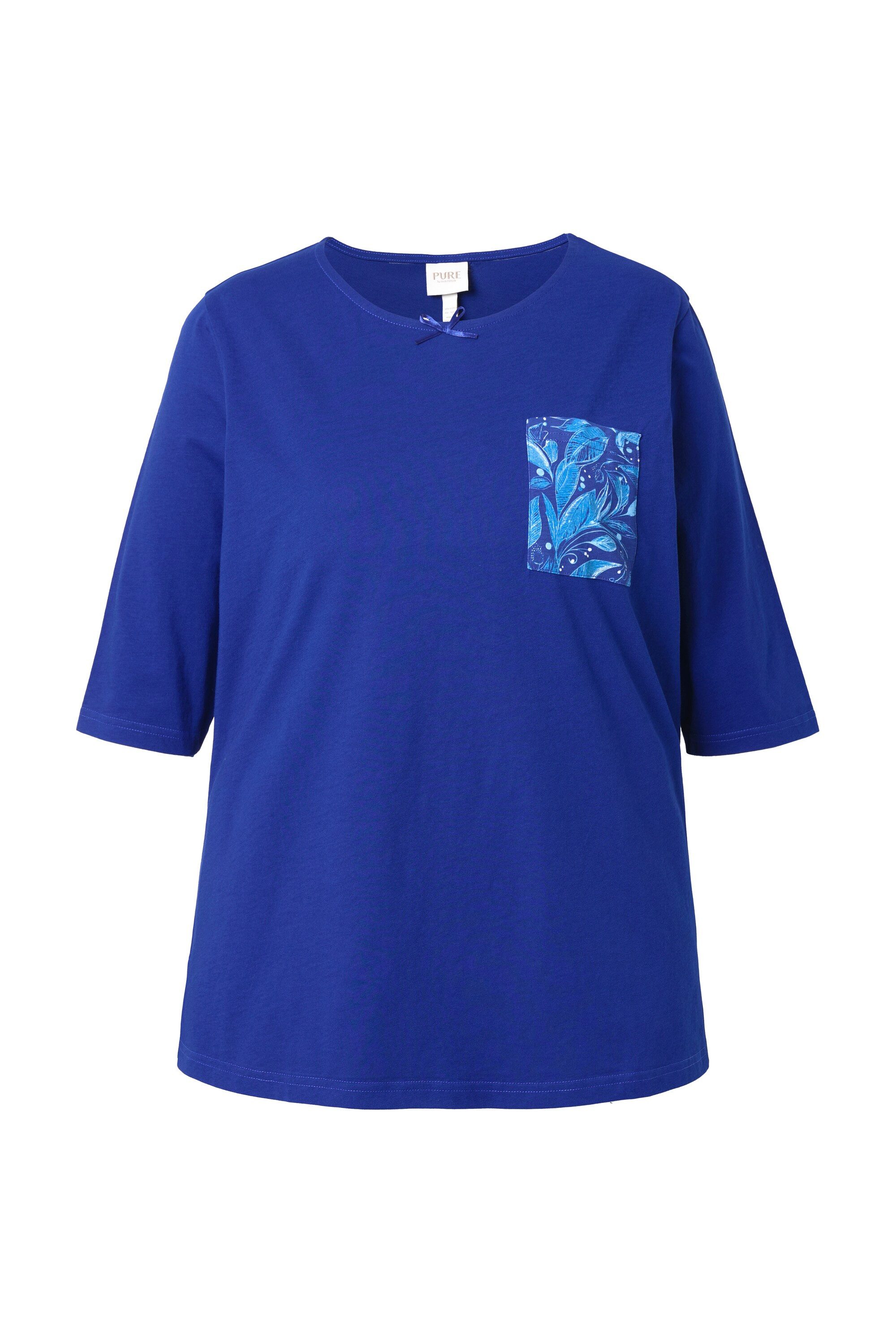 Ulla Popken Pyjamaoberteil Pyjama-Shirt U-Boot-Ausschnitt 3/4-Arm