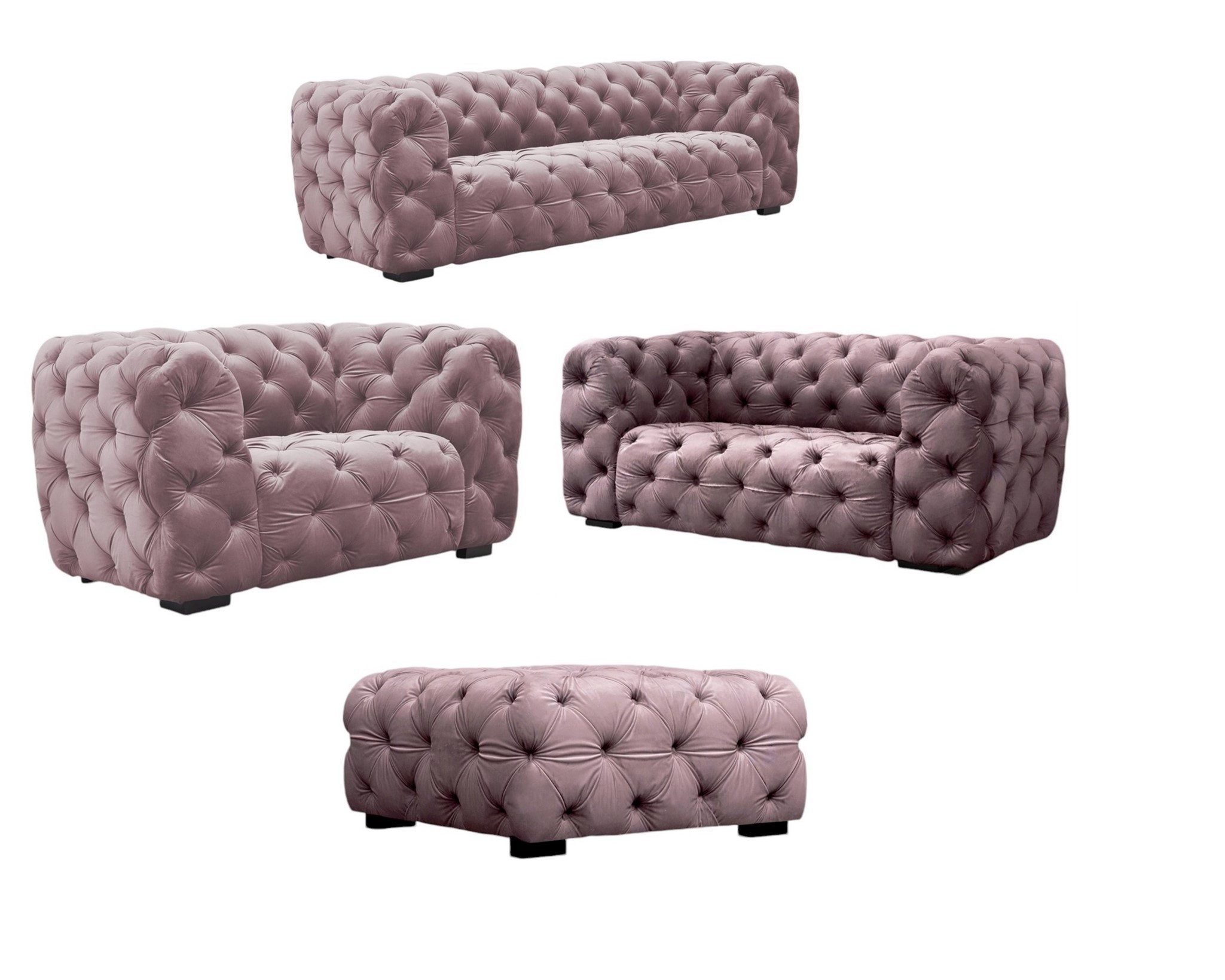 Fun Möbel Polstergarnitur Sofaset NATALIE 3-2-1 in Stoff Riviera inkl. Polsterhocker, (Set, 4-tlg), Rundumbezug