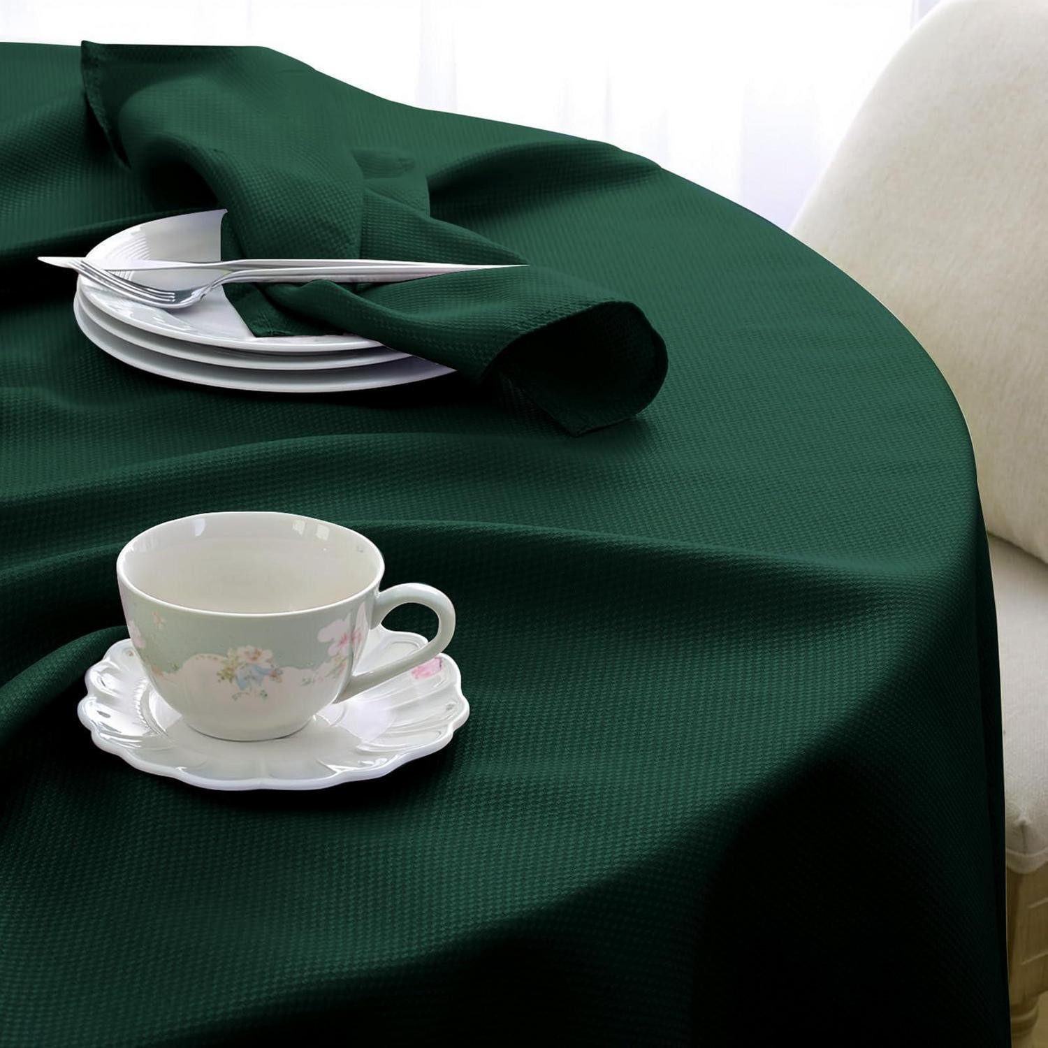 LuxusKollektion Tischdecke Tischdecke Rund 140cm Grün Abwaschbar (1-tlg)