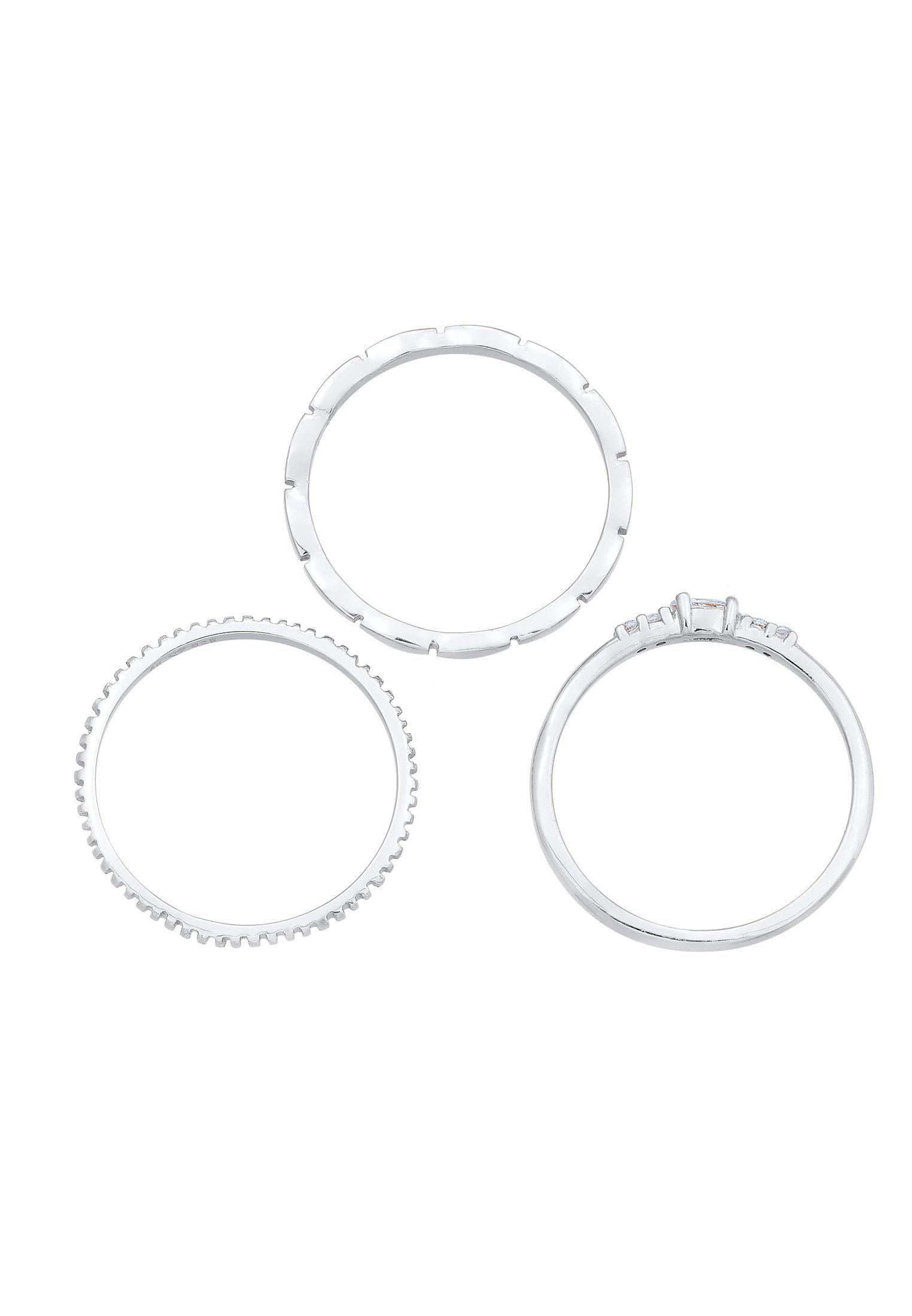 Elli Solitärring Zirkonia Marquise Basic Silber, Zirkonia Stapelring Set Mit funkelnden 925 glanzvoll verziert