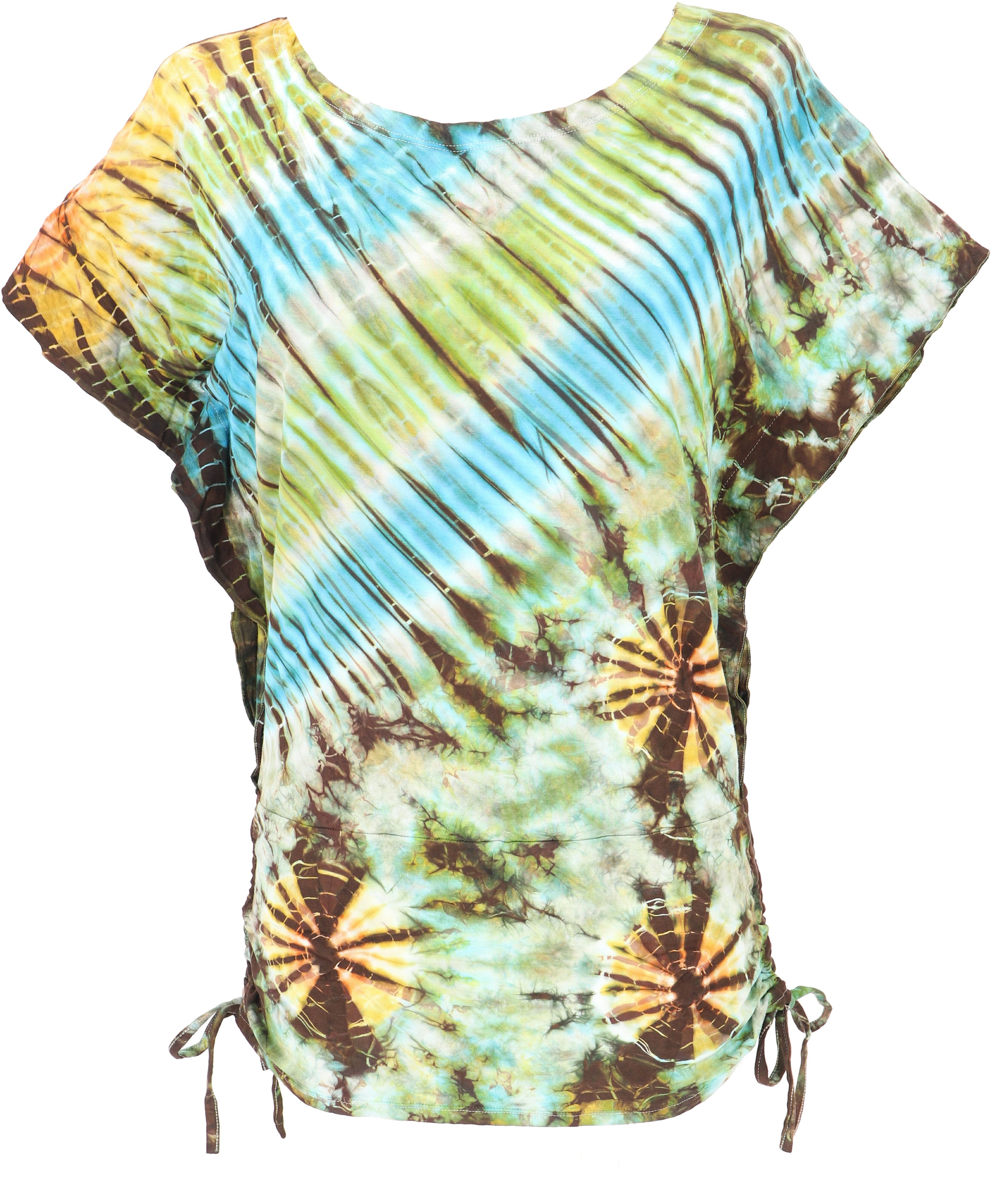 Guru-Shop T-Shirt Batikshirt mit Fledermausärmeln, lockeres.. Festival, Ethno Style, Hippie, alternative Одежда