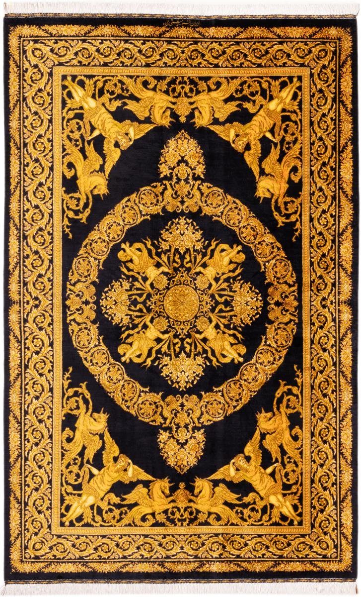 Seidenteppich Ghom Seide Signiert Rashtizadeh 127x200 Handgeknüpfter Orientteppich, Nain Trading, rechteckig, Höhe: 3 mm