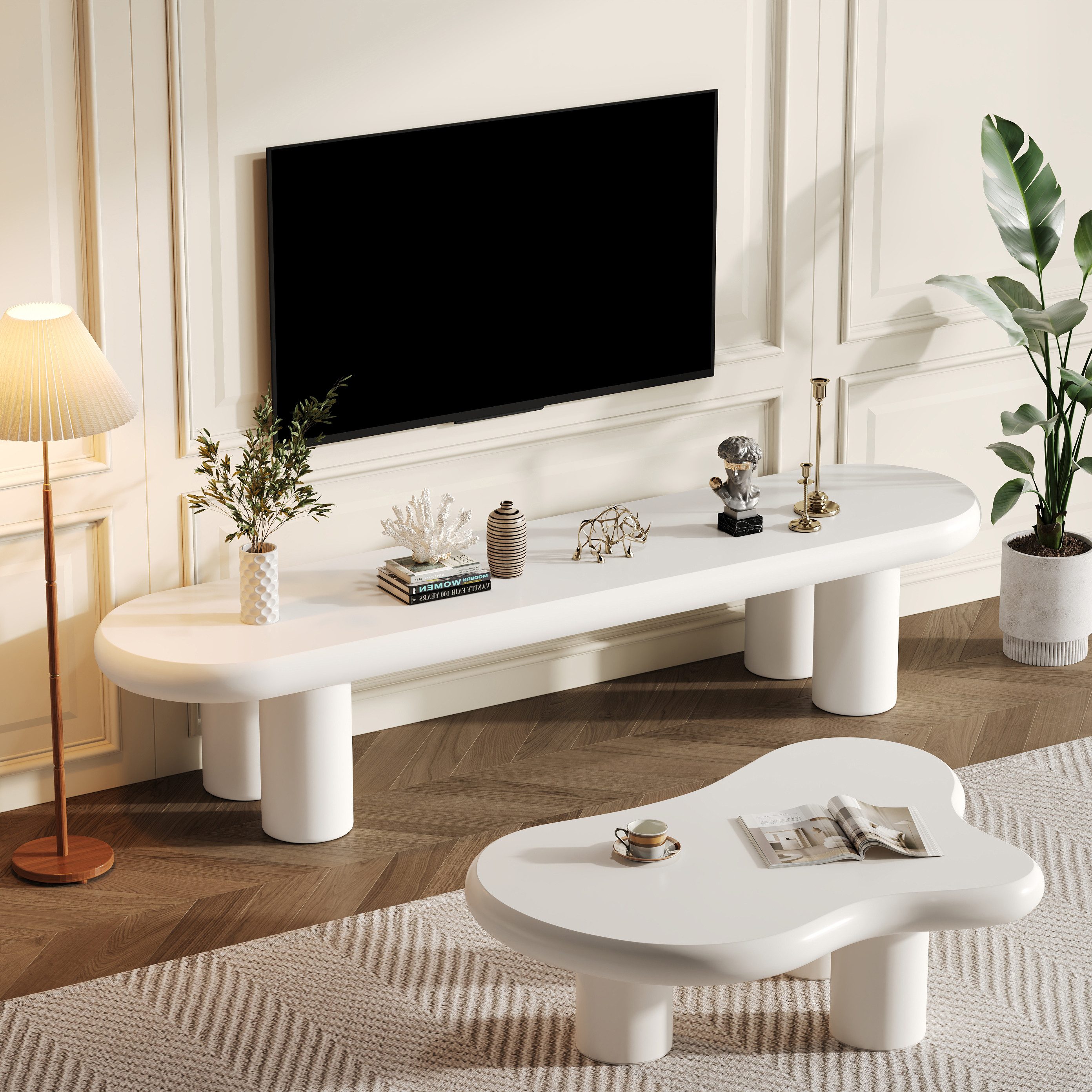 Merax TV-Wand Wohnzimmer Set mit Wolken TV-Schrank & Couchtisch Set, (2-St) günstig online kaufen