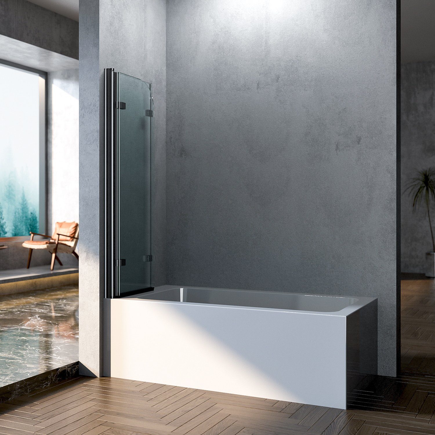 Boromal Duschwand für Badewanne Badewannenaufsatz Badewannenfaltwand günstig online kaufen